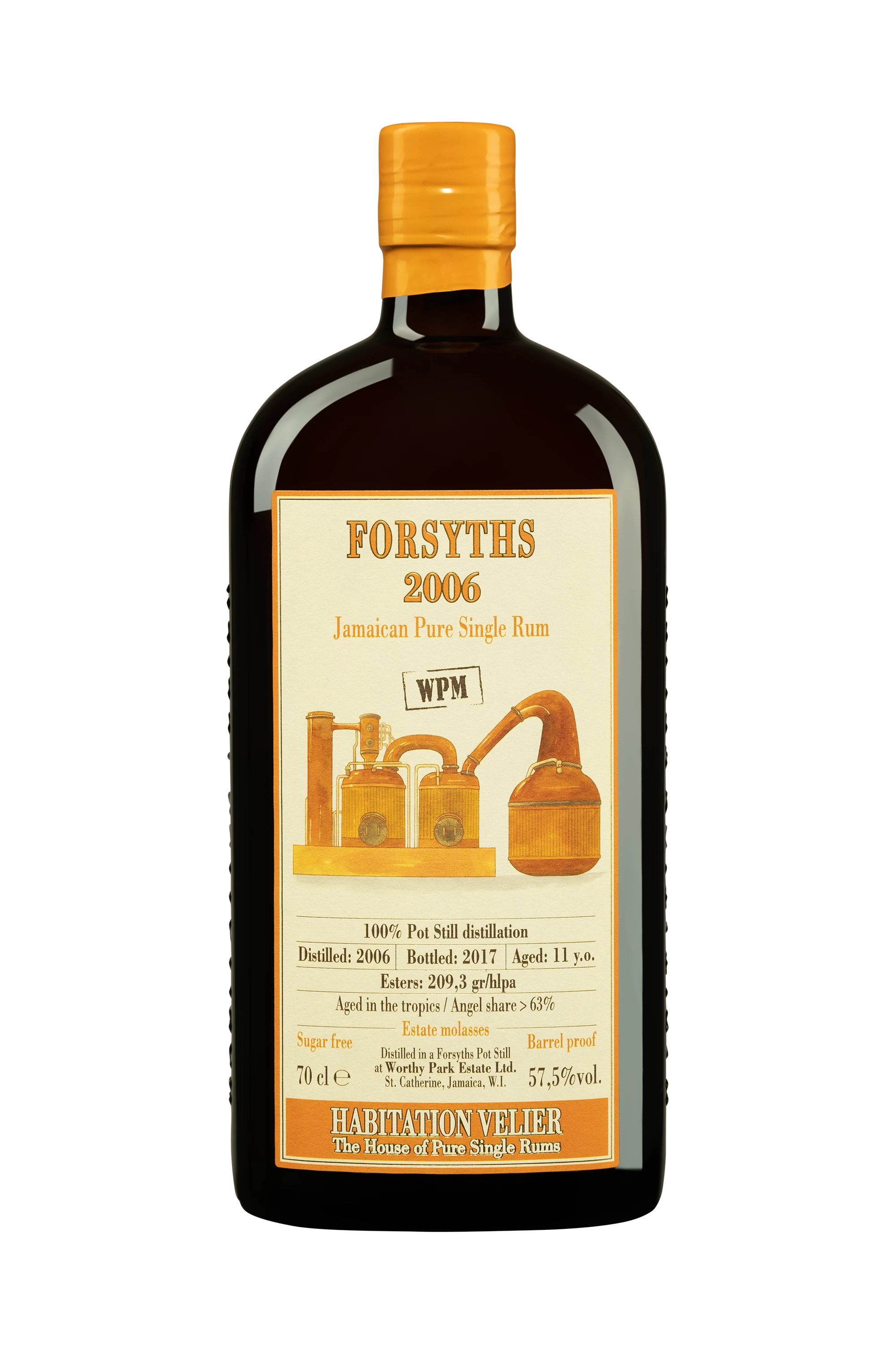 Habitation Vélier - Molasses Jamaican Rhum "11 Ans WP Forsyths - WPM" Brun 2006 57.5° Giftbox, 70cl