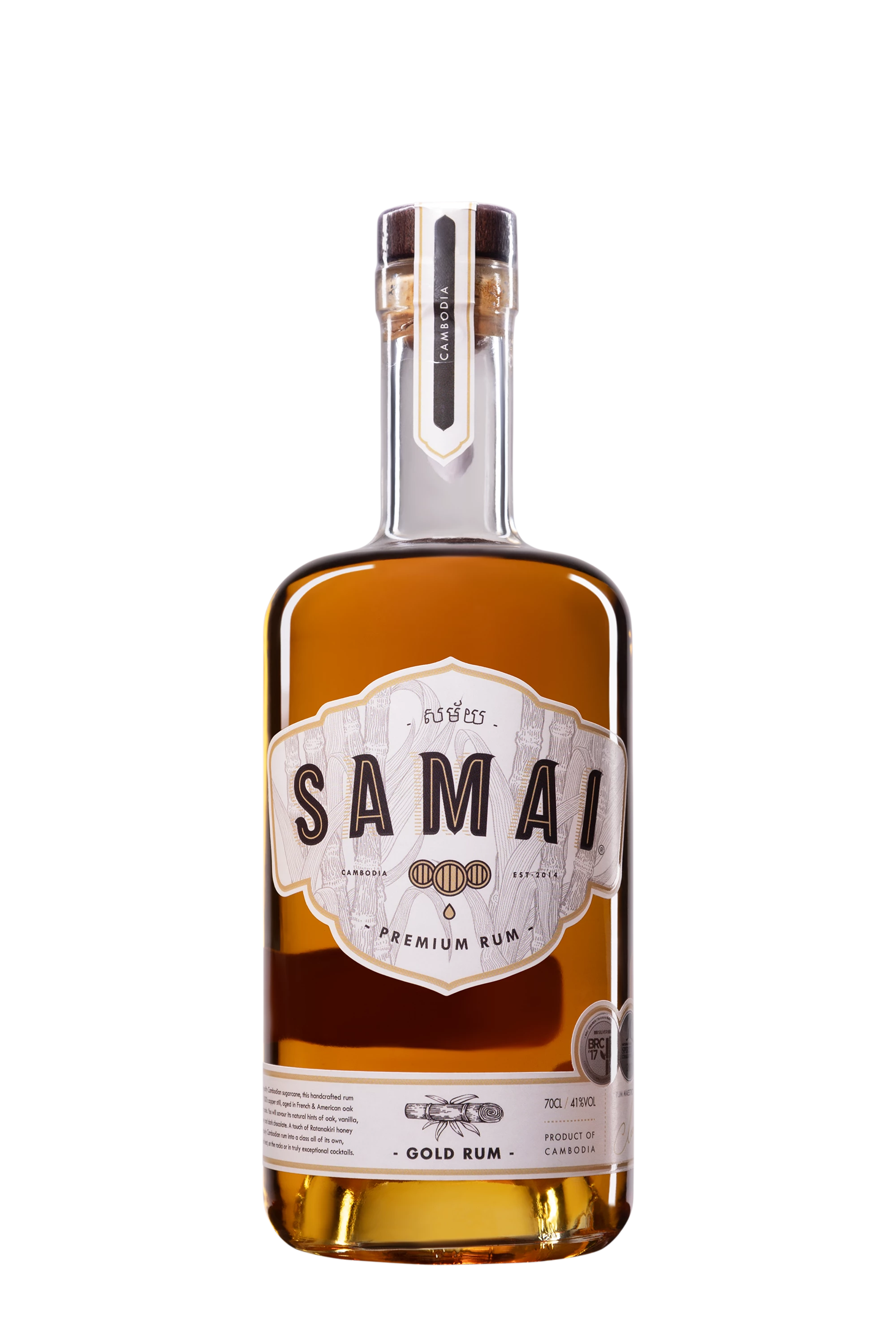 Samai - Molasses Cambodian Rhum "Gold Rum" Brun 41°, 70cl