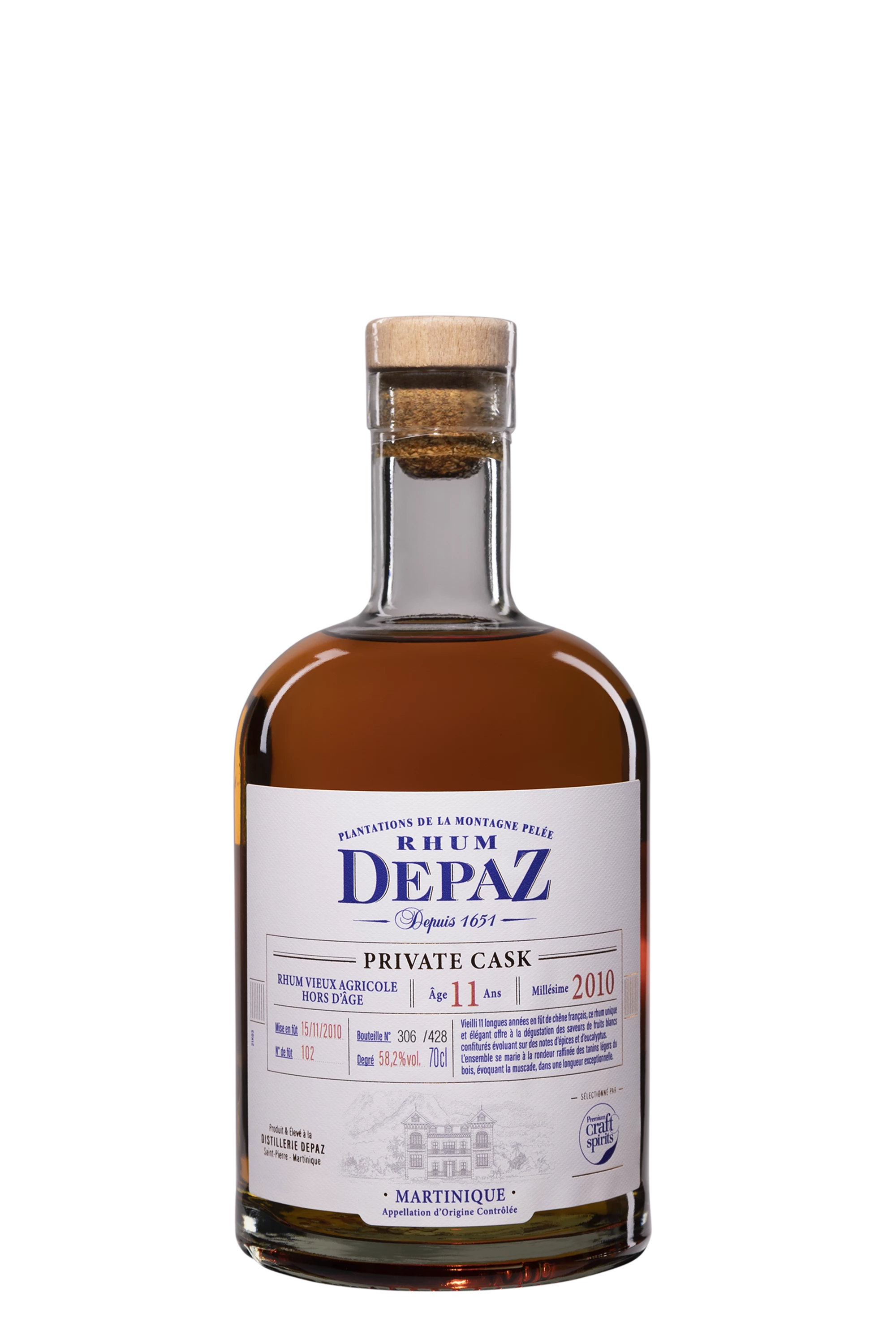 Depaz - Rhum Vieux Agricole de Martinique "11 Ans Private Cask" Brun 2010 58.2° Giftbox, 70cl