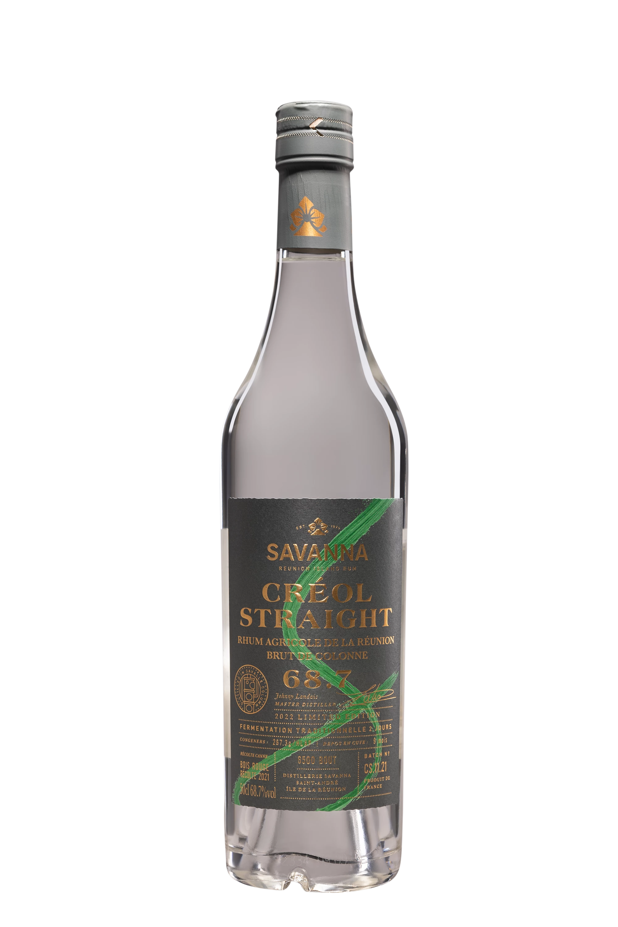 Savanna - Rhum de Mélasse de la Réunion "Créol Straight" Blanc 68.7°, 50cl
