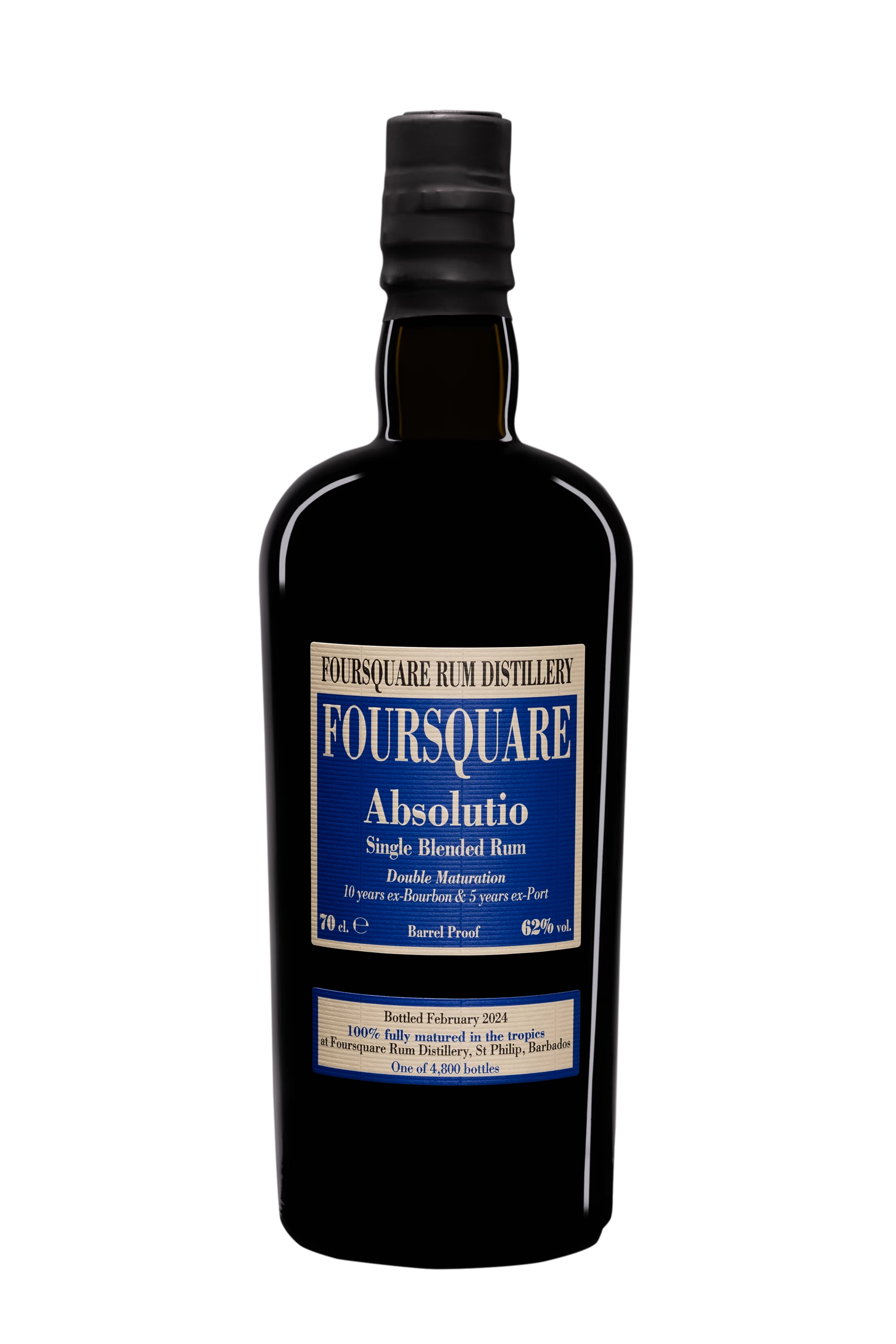 Vélier  - Molasses Barbados Rhum "15 Ans Foursquare - Absolutio" Brun 62°, 70cl