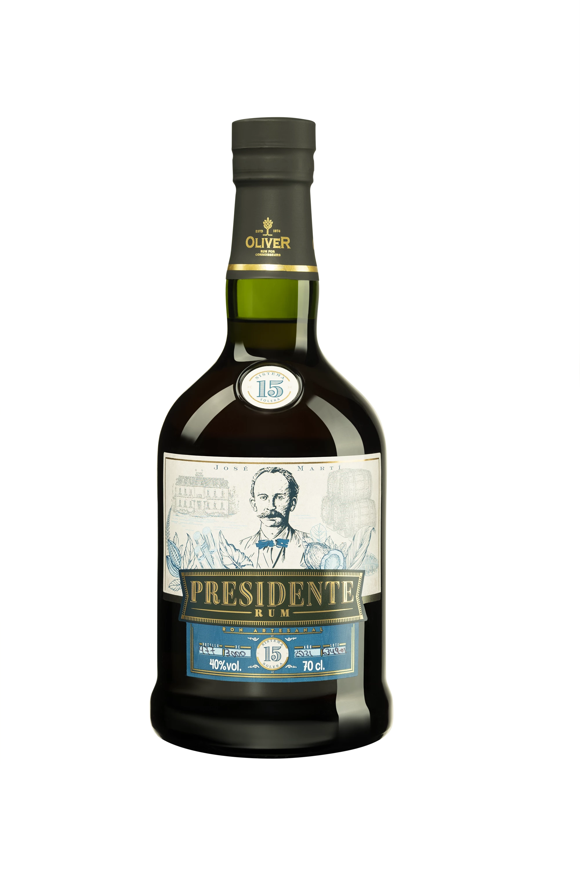 Presidente  - Molasses Dominican Rhum "15 Ans" Brun 40°, 70cl
