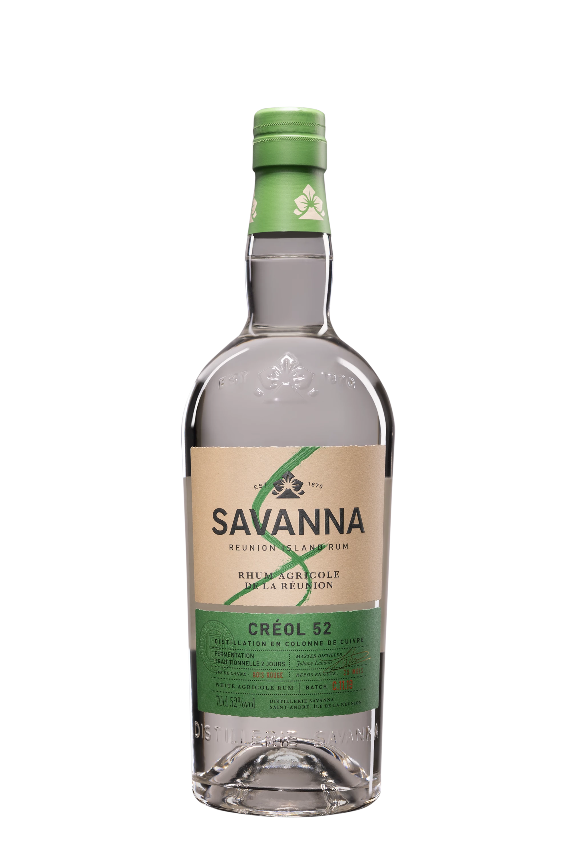 Savanna - Rhum de Mélasse de la Réunion "Créol 52" Blanc 52°, 70cl