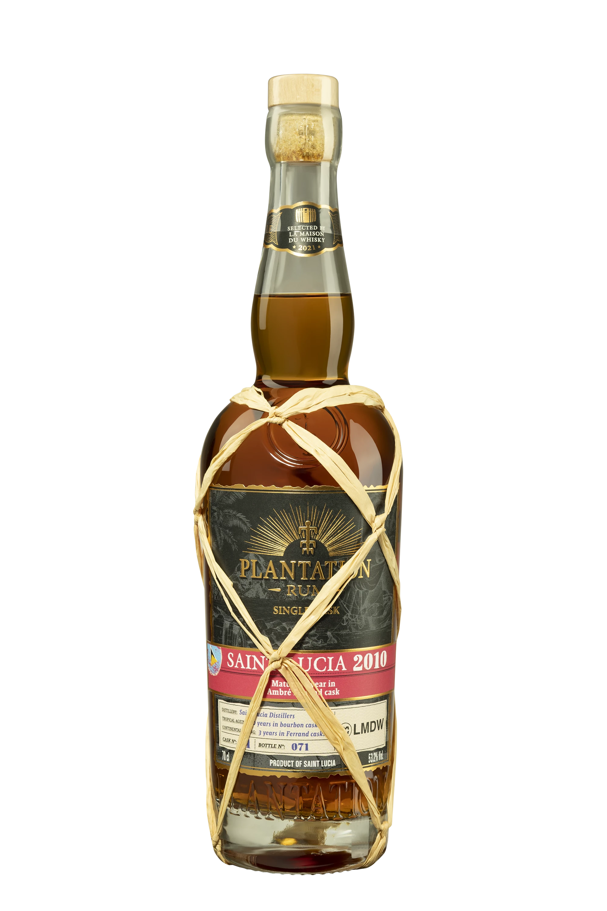 Plantation - Molasses Saint Lucia Rhum "11 Ans Saint Lucia - Single Cask Collection" Brun 2010 53.2° Giftbox, 70cl