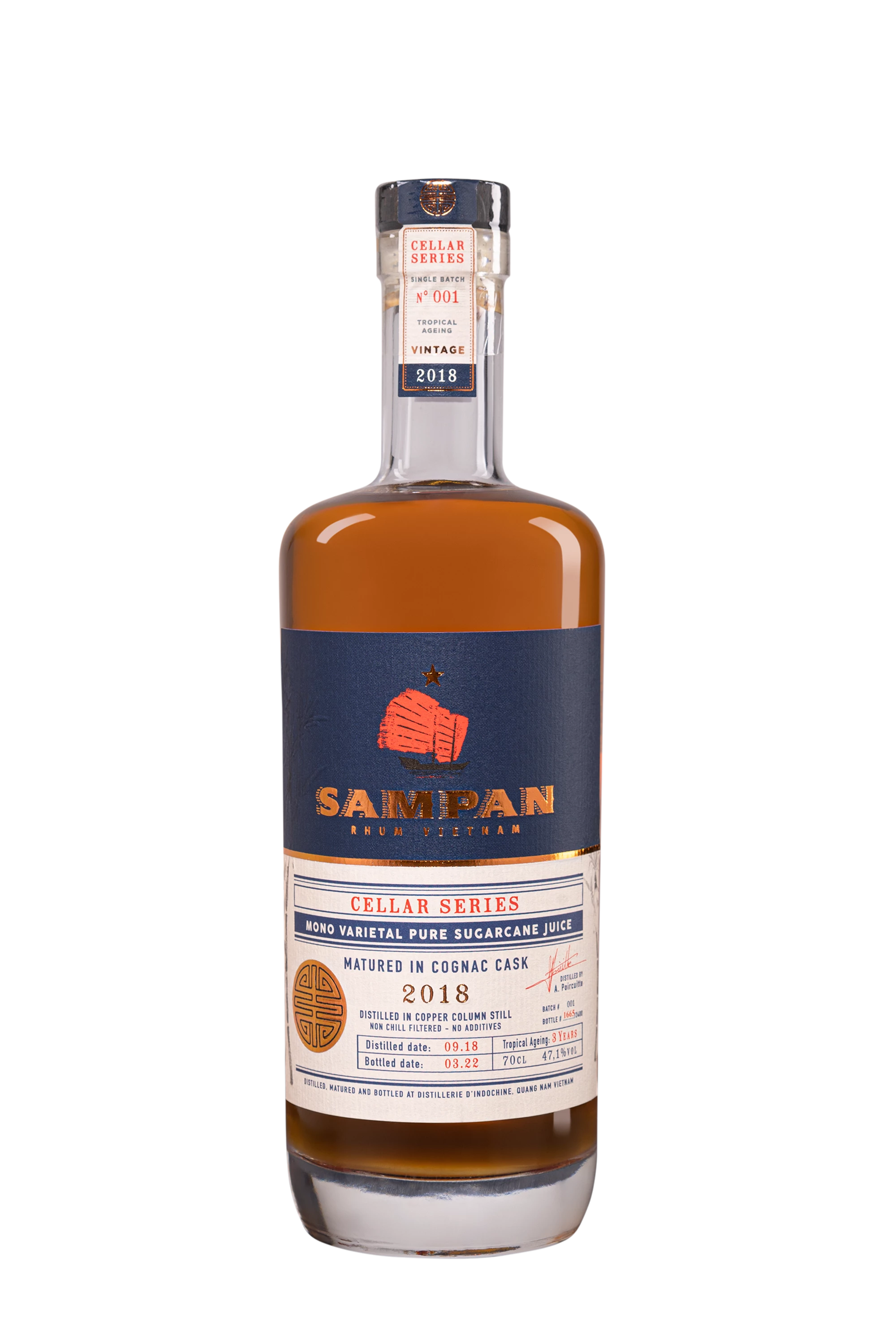 Sampan - Pure Cane Juice Vietnamese Rhum "Cellar Series" Brun 2018 47.1° Giftbox, 70cl