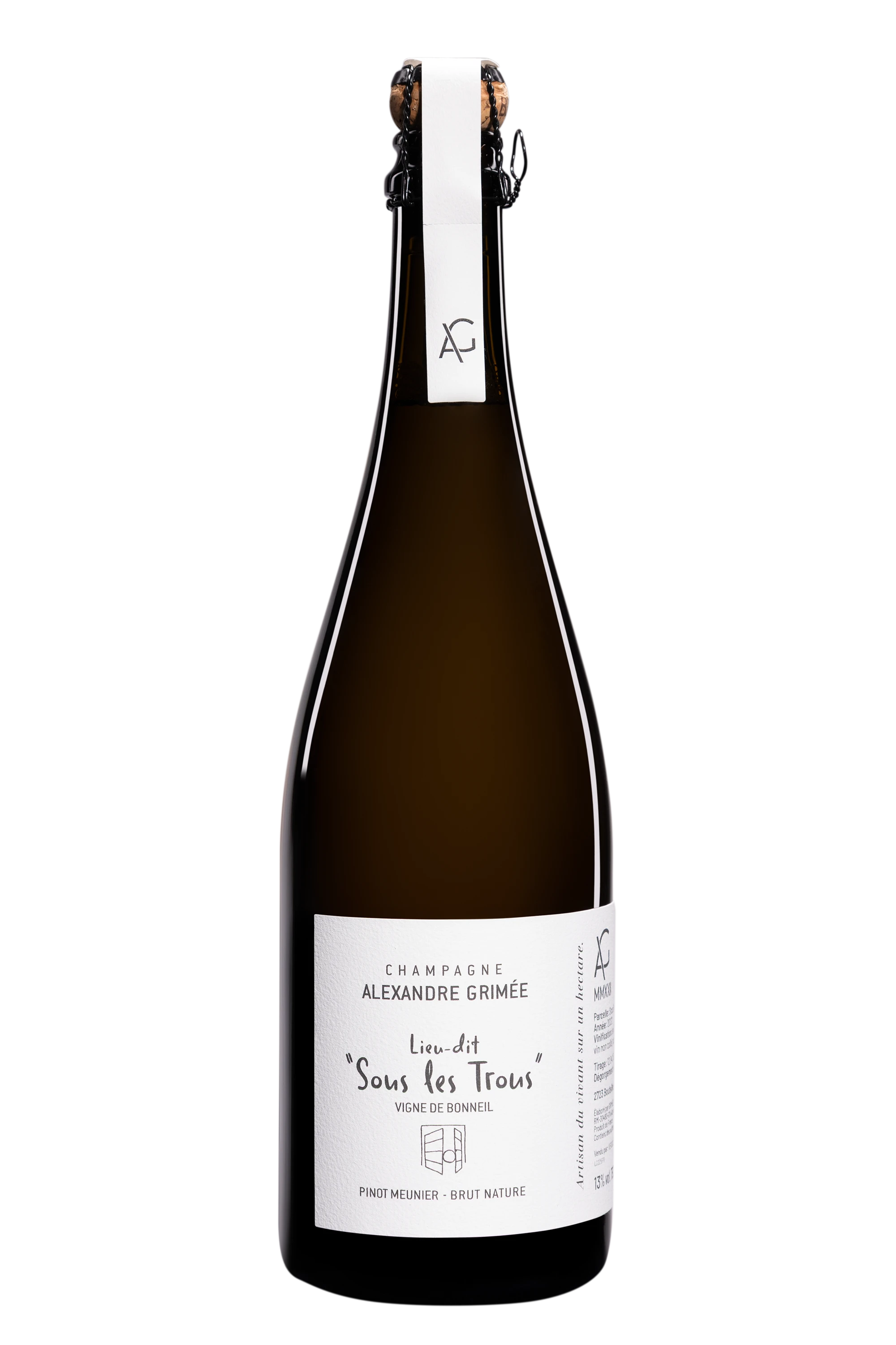 Domaine Alexandre Grimée - Champagne Brut Nature Blanc de Noirs "Sous les Trous" Blanc Vendange 2022 Dégorgement 18 Jul. 2025 13°, 75cl