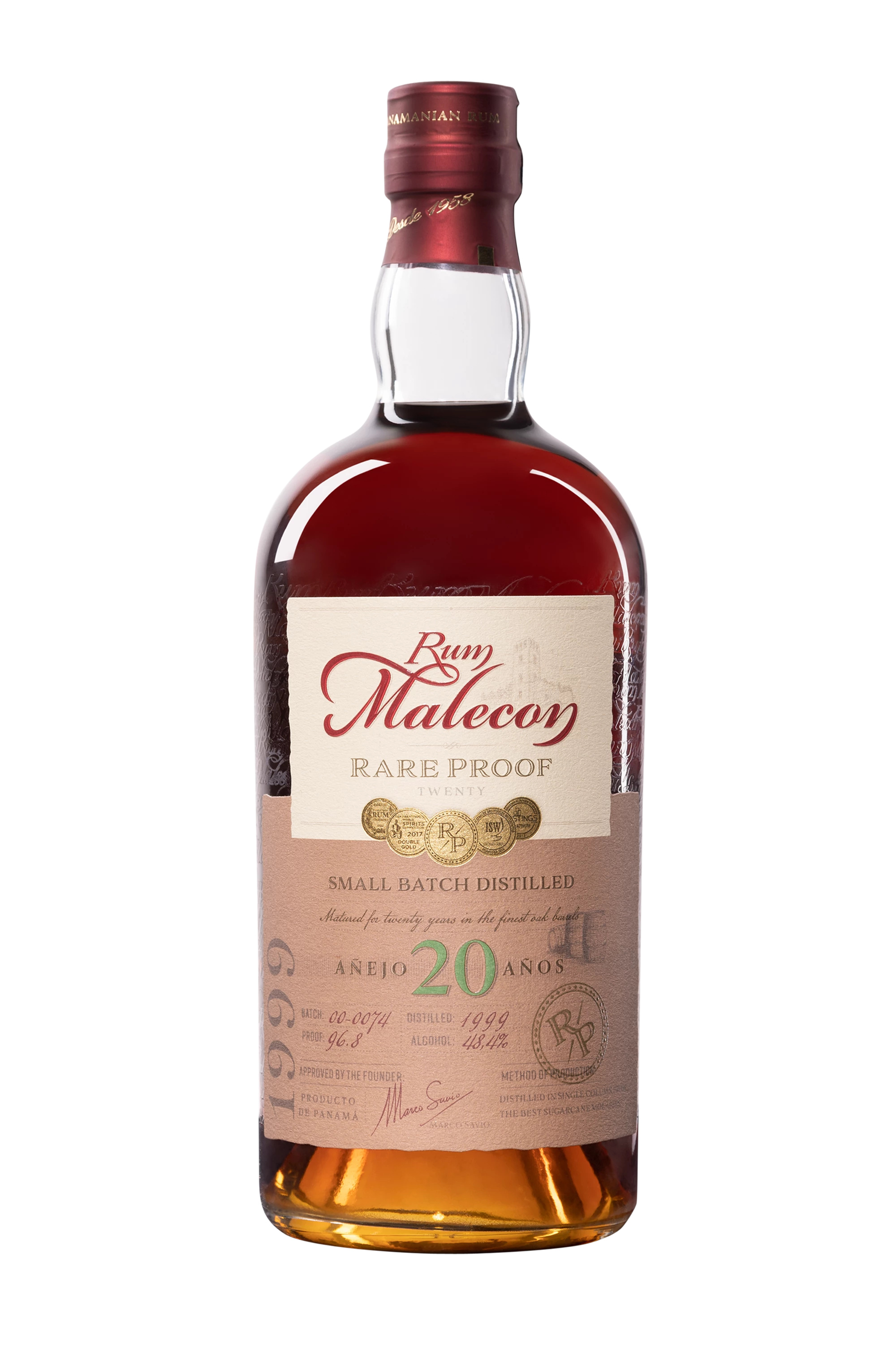 Rum Malecon - Molasses Panamanian  Rhum "20 Ans - Rare Proof" Brun 48.4° Giftbox, 70cl