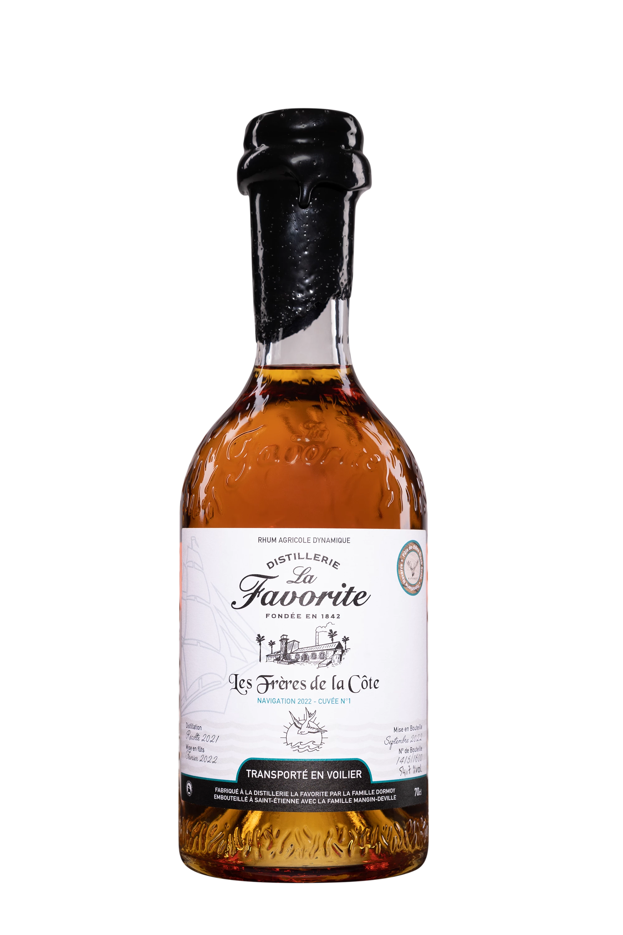 La Favorite - Rhum Agricole de Martinique "Les Frères de la Côte - Navigation 2022 Cuvée N°1" Brun 2021 54.7°, 70cl