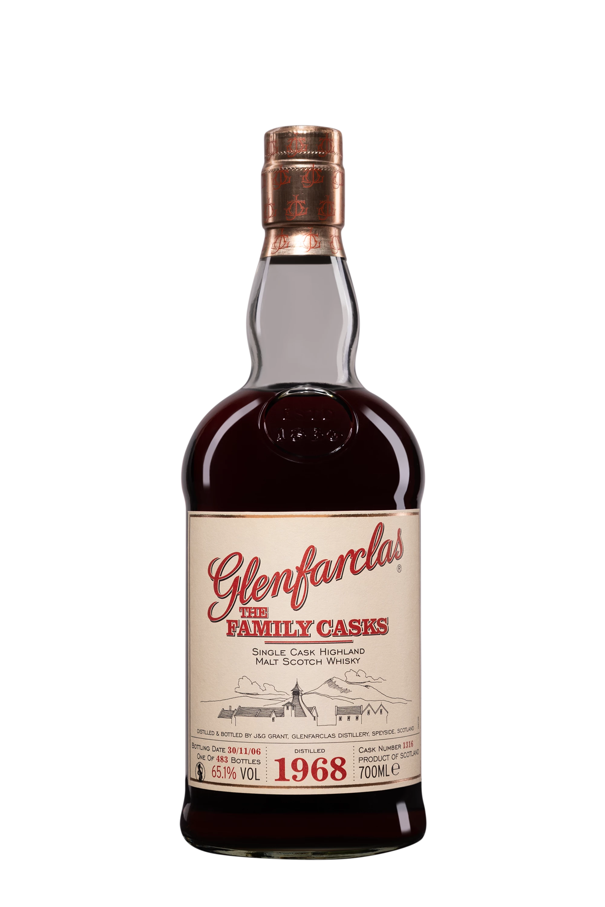 Glenfarclas - Single Malt Scotch Whisky "38 Ans - The Family Cask - Single Cask #1316" 1968 65.1° Giftbox, 70cl