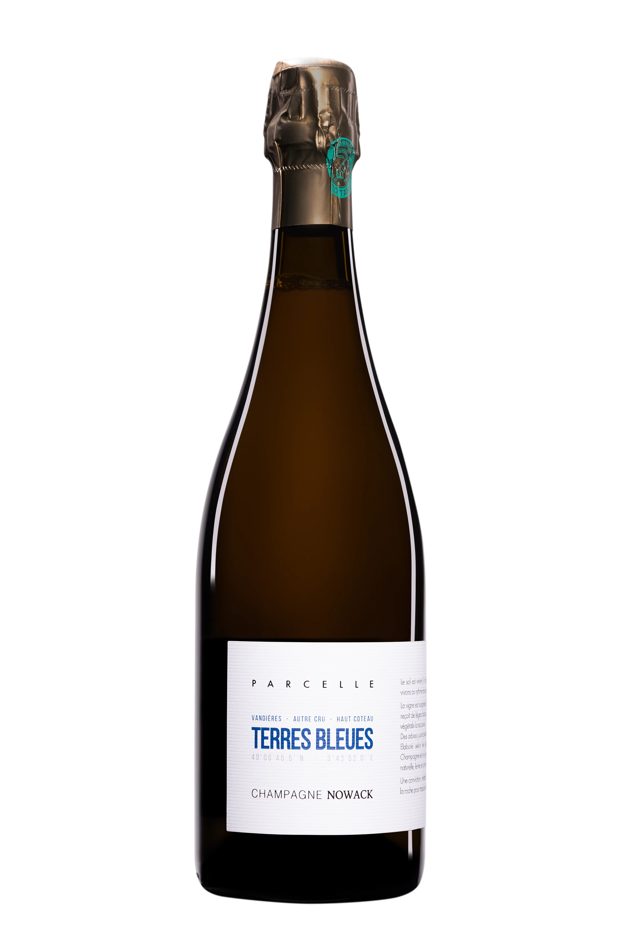 Domaine Nowack - Champagne Brut Nature Blanc de Noirs "Les Terres Bleues" Blanc Vendange 2021 Dégorgement 01.2025 12°, 75cl