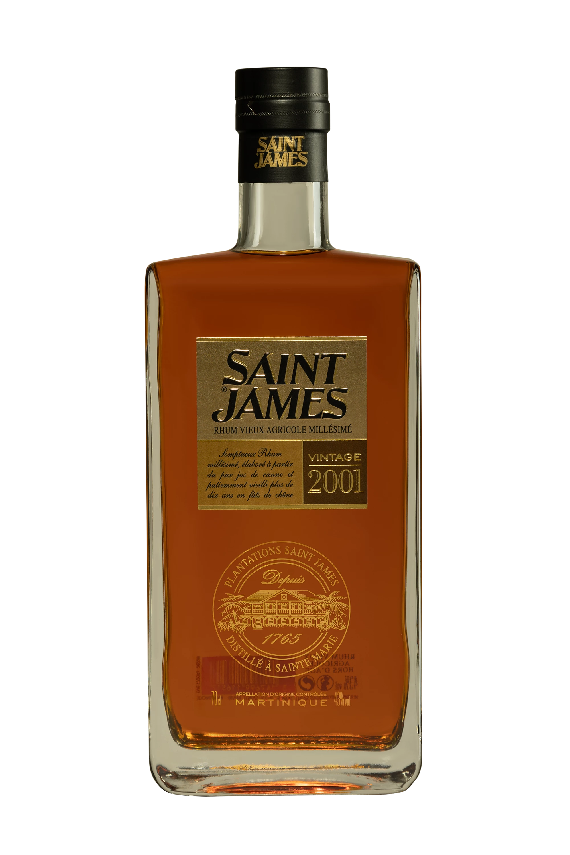 Saint James - Rhum Vieux Agricole de Martinique "Millésime 2001" Brun 43° Giftbox, 70cl