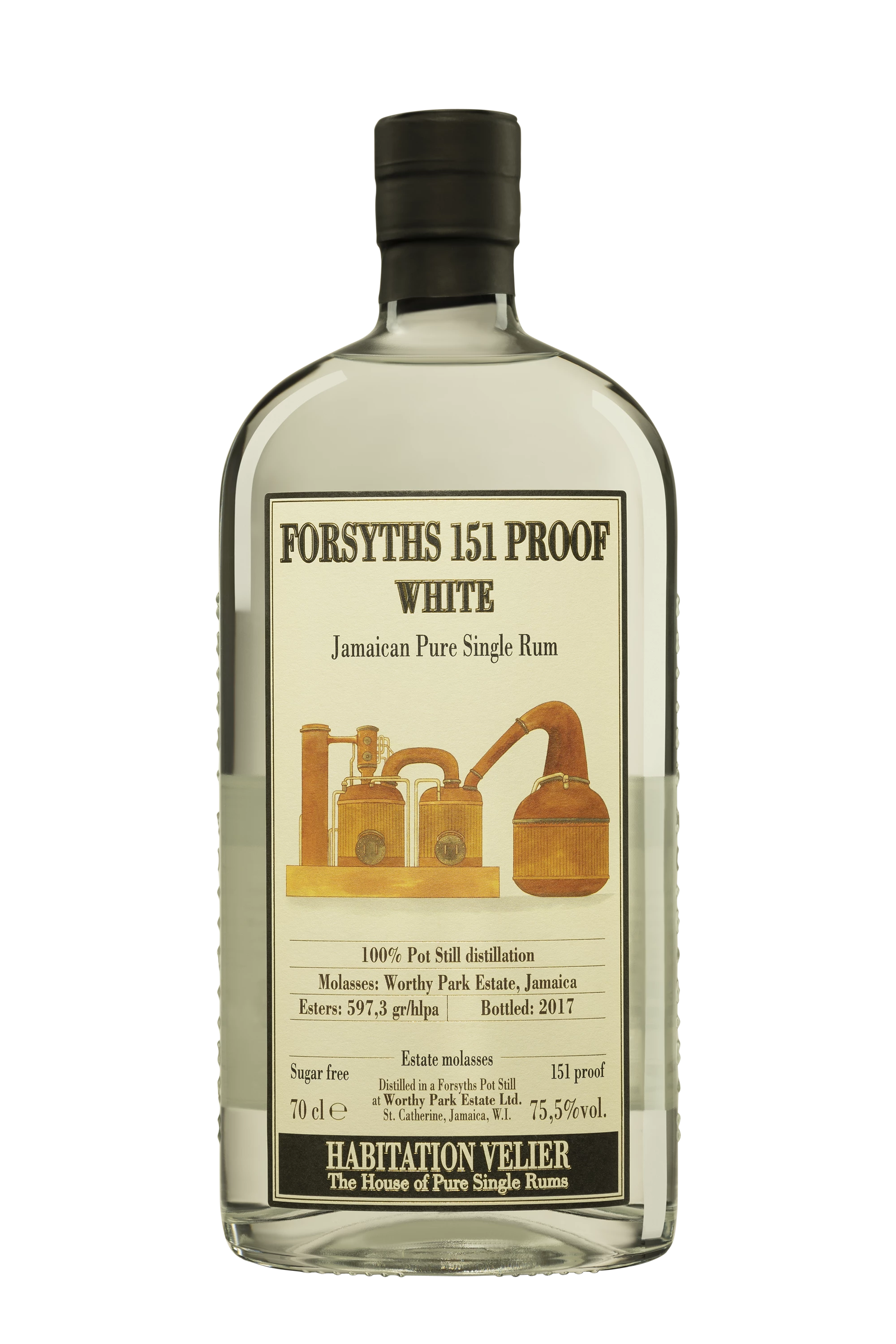 Habitation Vélier - Molasses Jamaican Rhum "WP Forsyths - 151 Proof White" Blanc 2017 75.50°, 70cl