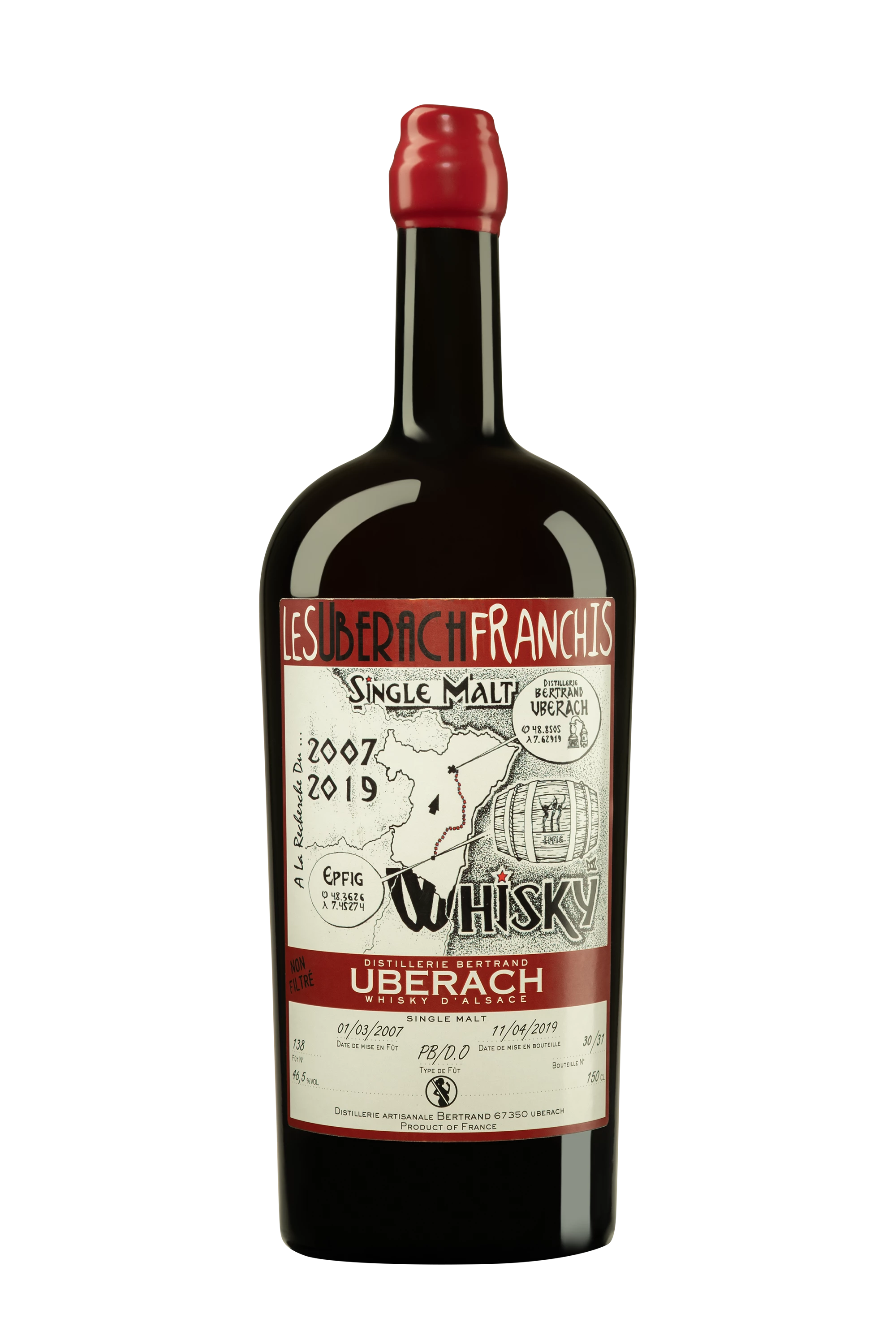 Distillerie Bertrand - Single Malt French Whisky "Les Uberach Franchis - Sur la Route Du... PB/D.O. - Release 2019" 46.5°, 150cl