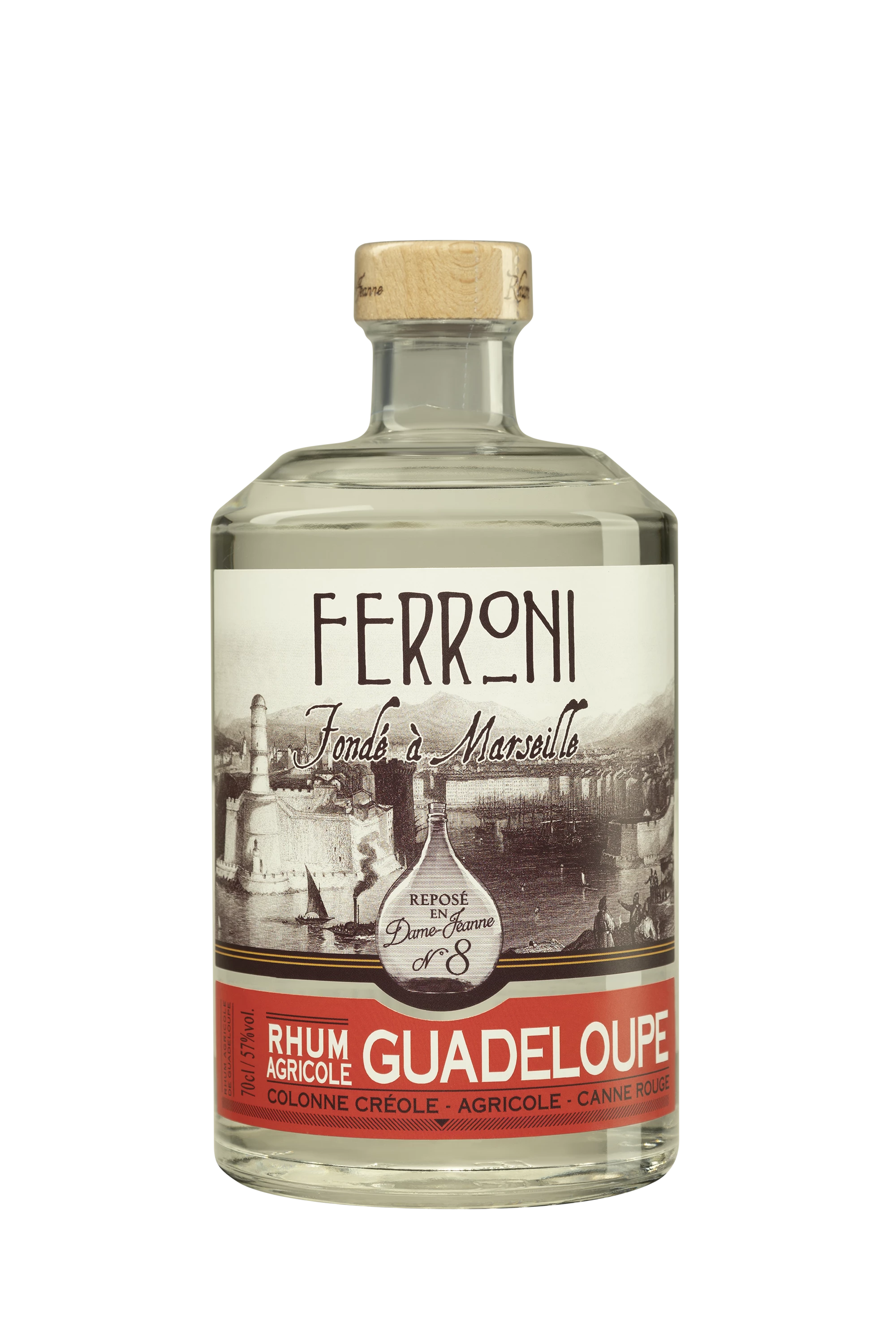 Ferroni - Rhum Agricole de Guadeloupe "La Dame de Jeanne 8 - Guadeloupe" Blanc 57°, 70cl
