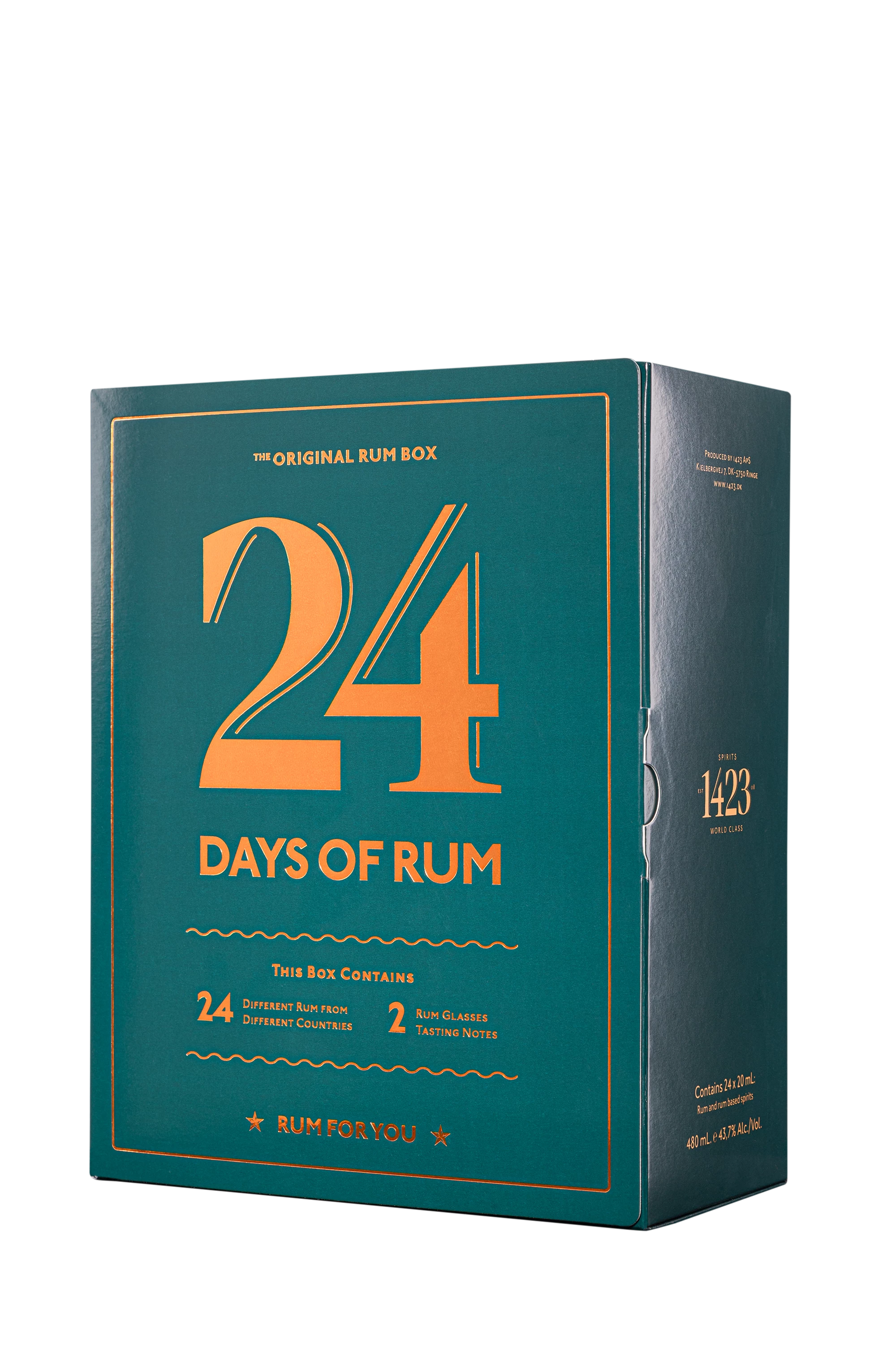 24 Days of Rhum - Rhum "Calendrier de l'Avent : 24x2cl + 2 Verres" Brun 43.7° Giftbox, 48cl