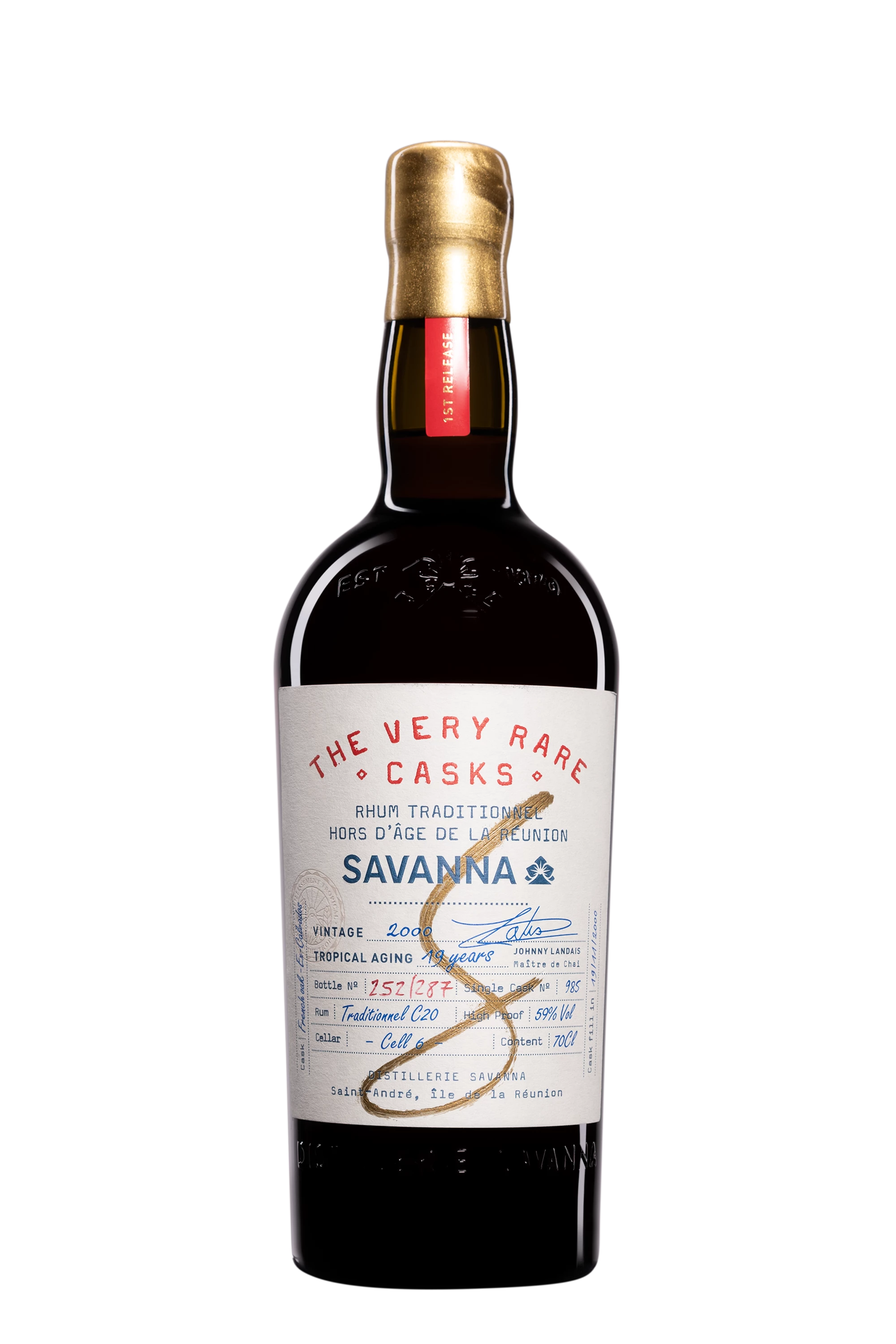 Savanna - Rhum Vieux de Mélasse de la Réunion "19 Ans The Very Rare Cask - 1st Release" Brun 2000 59° Giftbox, 50cl