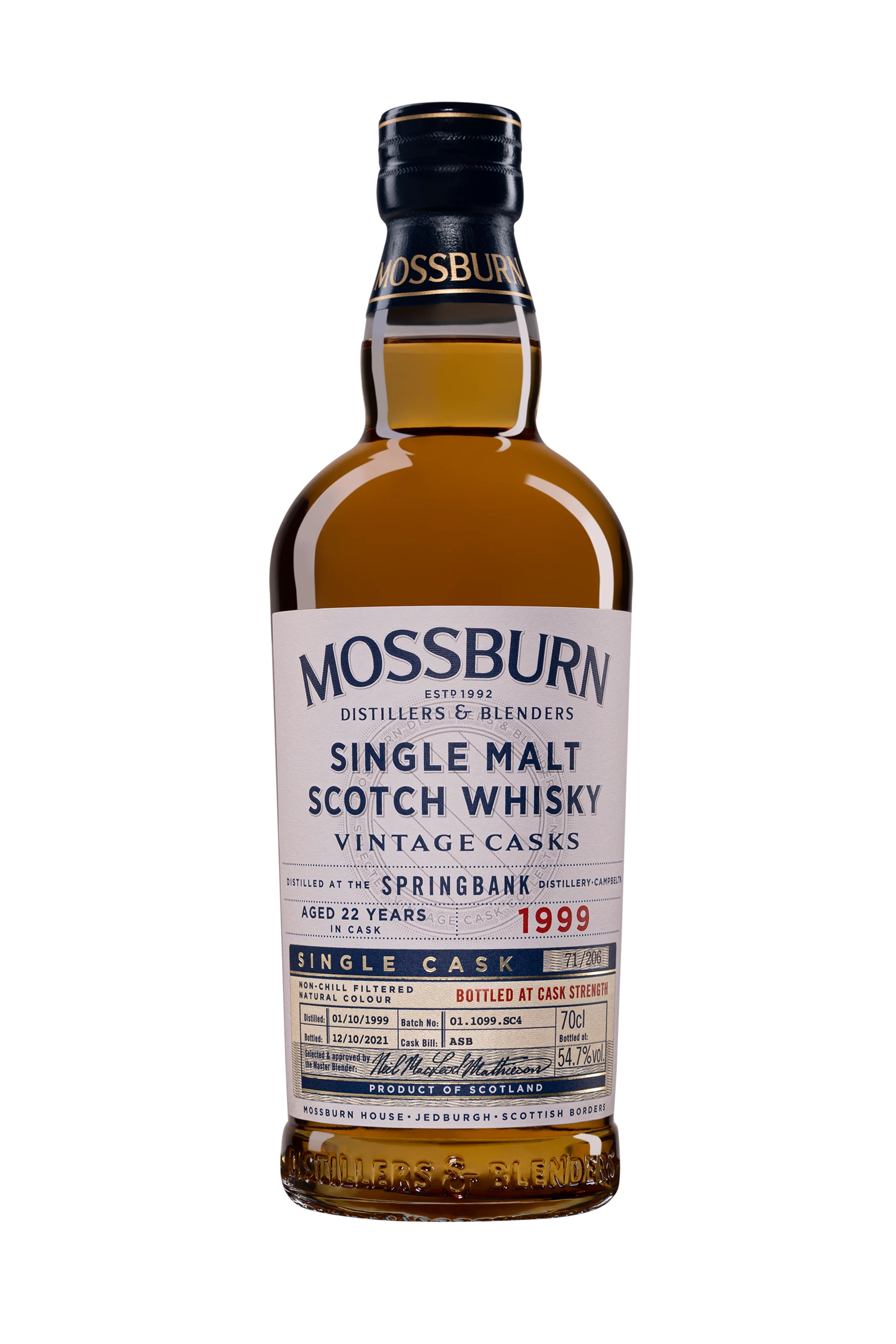 Mossburn Distillers & Blenders - Single Malt Scotch Whisky "22 Ans Springbank" 1999 54.7° Giftbox, 70cl