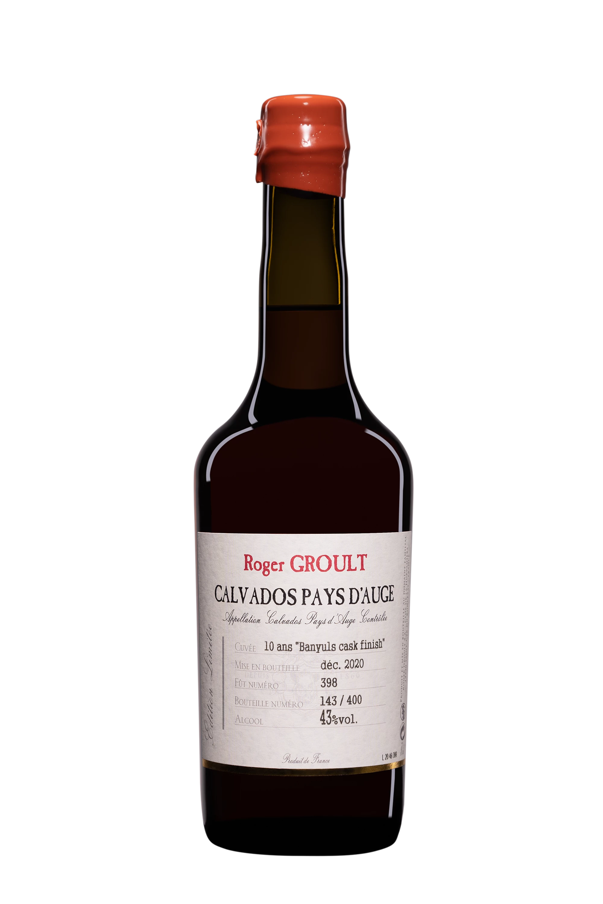Roger Groult - Calvados du Pays d'Auge "10 Ans Fût d'Affinage - Banyuls" 43°, 50cl