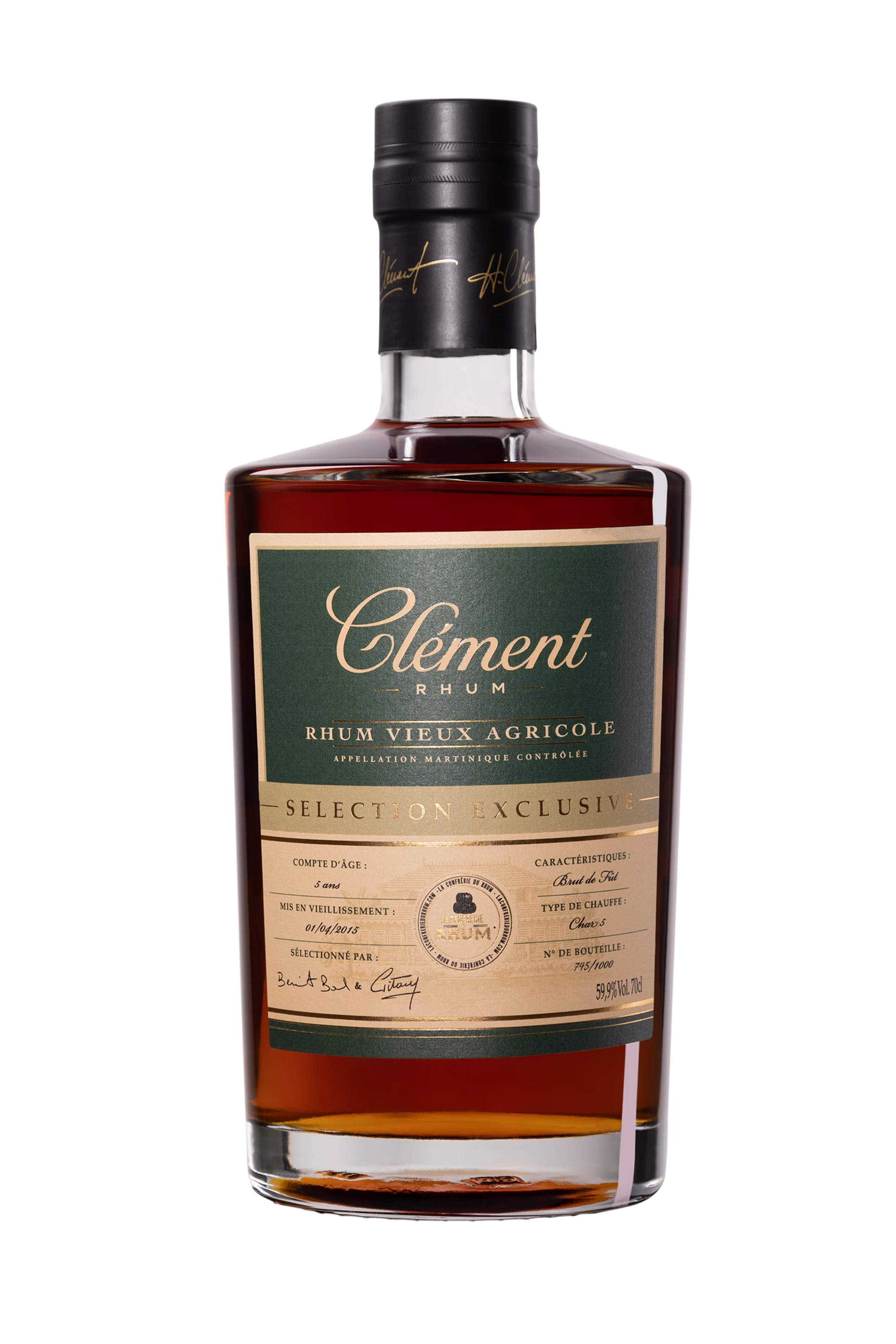 Clément - Rhum Vieux Agricole de Martinique "La Confrérie du Rhum - 5 Ans" Brun 59.9°, 70cl