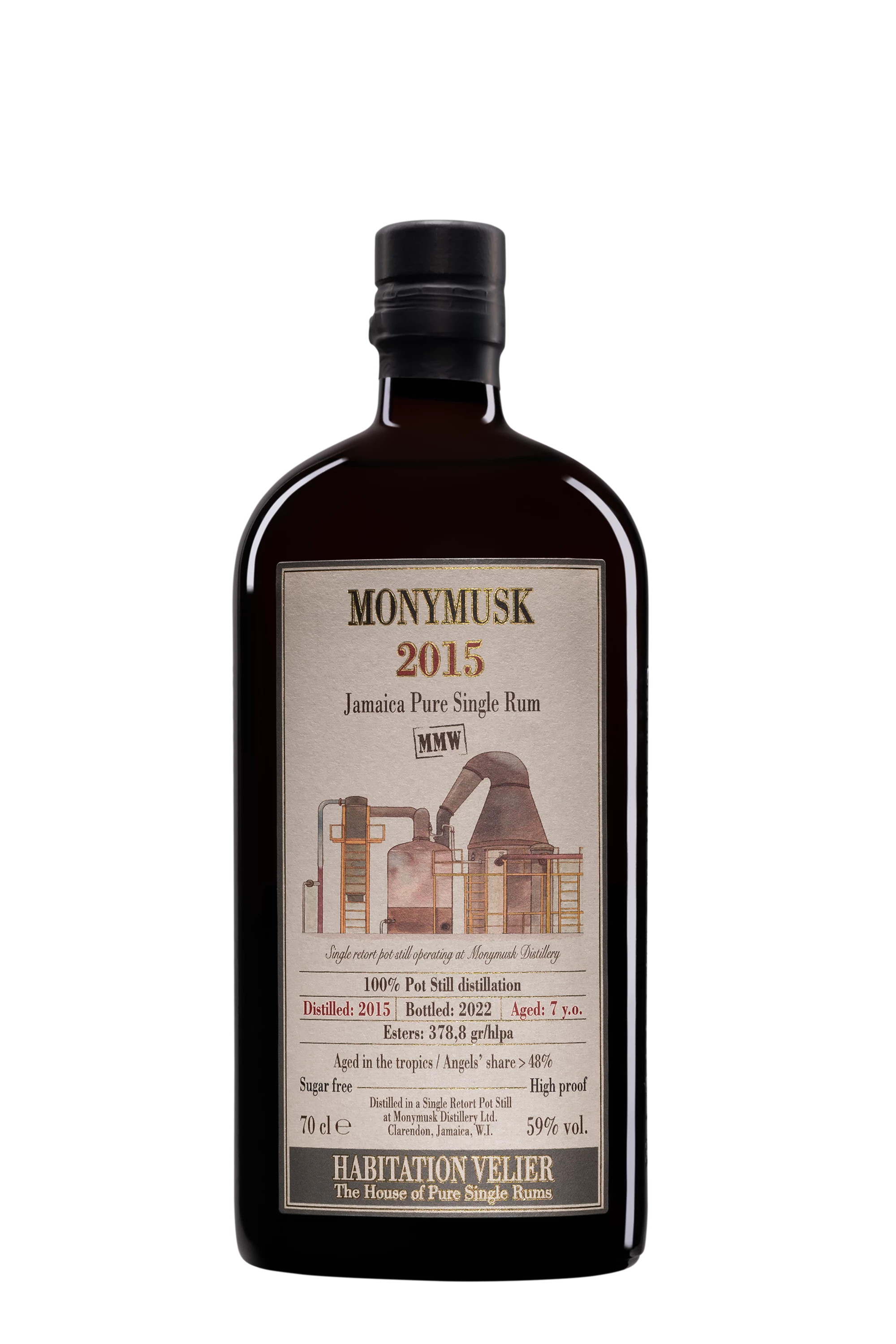 Habitation Vélier  - Molasses Jamaican Rhum "7 Ans Monymusk - MMW" Brun 2015 59° Giftbox, 70cl