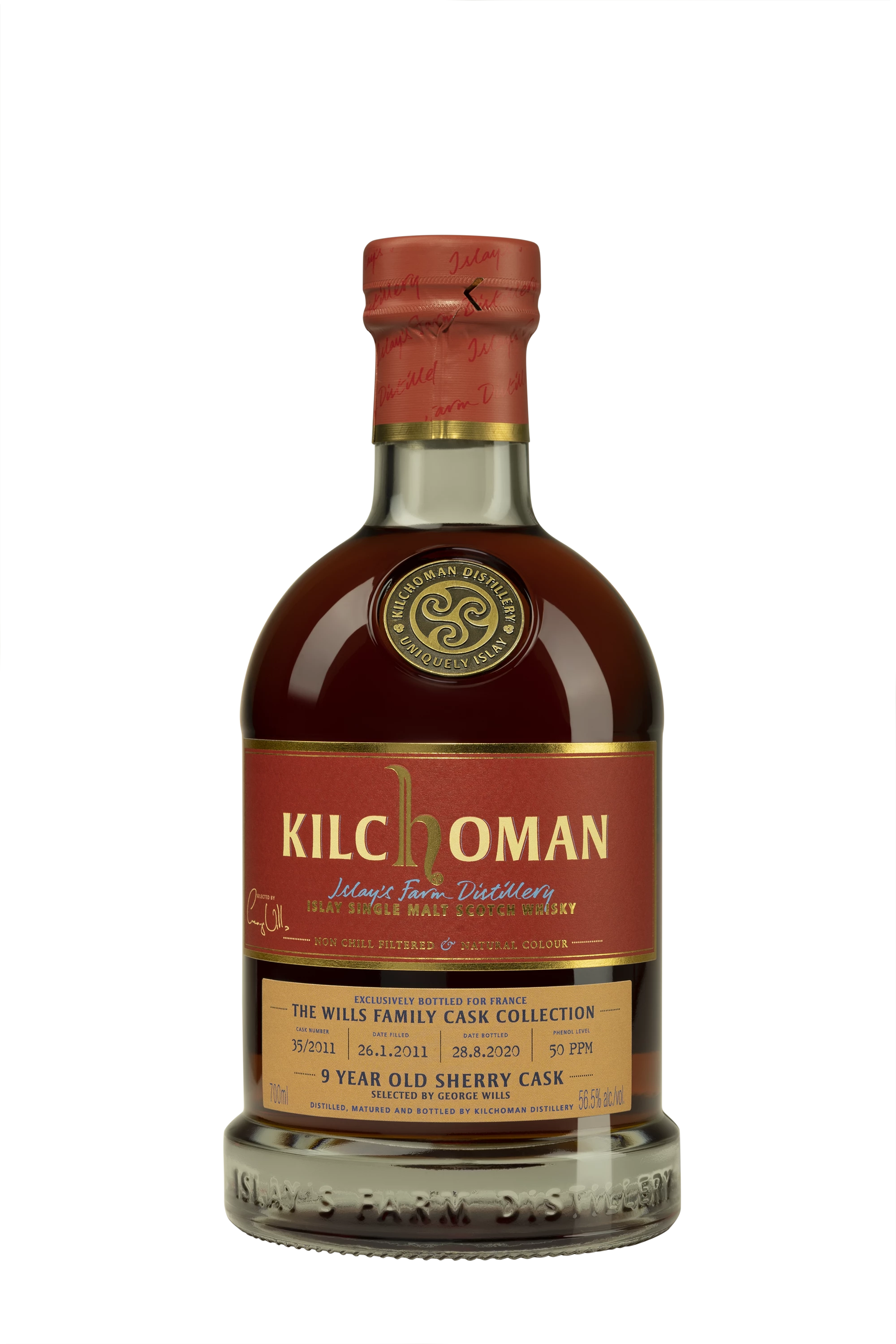 Kilchoman - Single Malt Scotch Whisky "9 Ans Family Cask Collection - Sherry Hogshead Single Cask Selected by George Wills - French Connections" 2011 56.5° Giftbox, 70cl