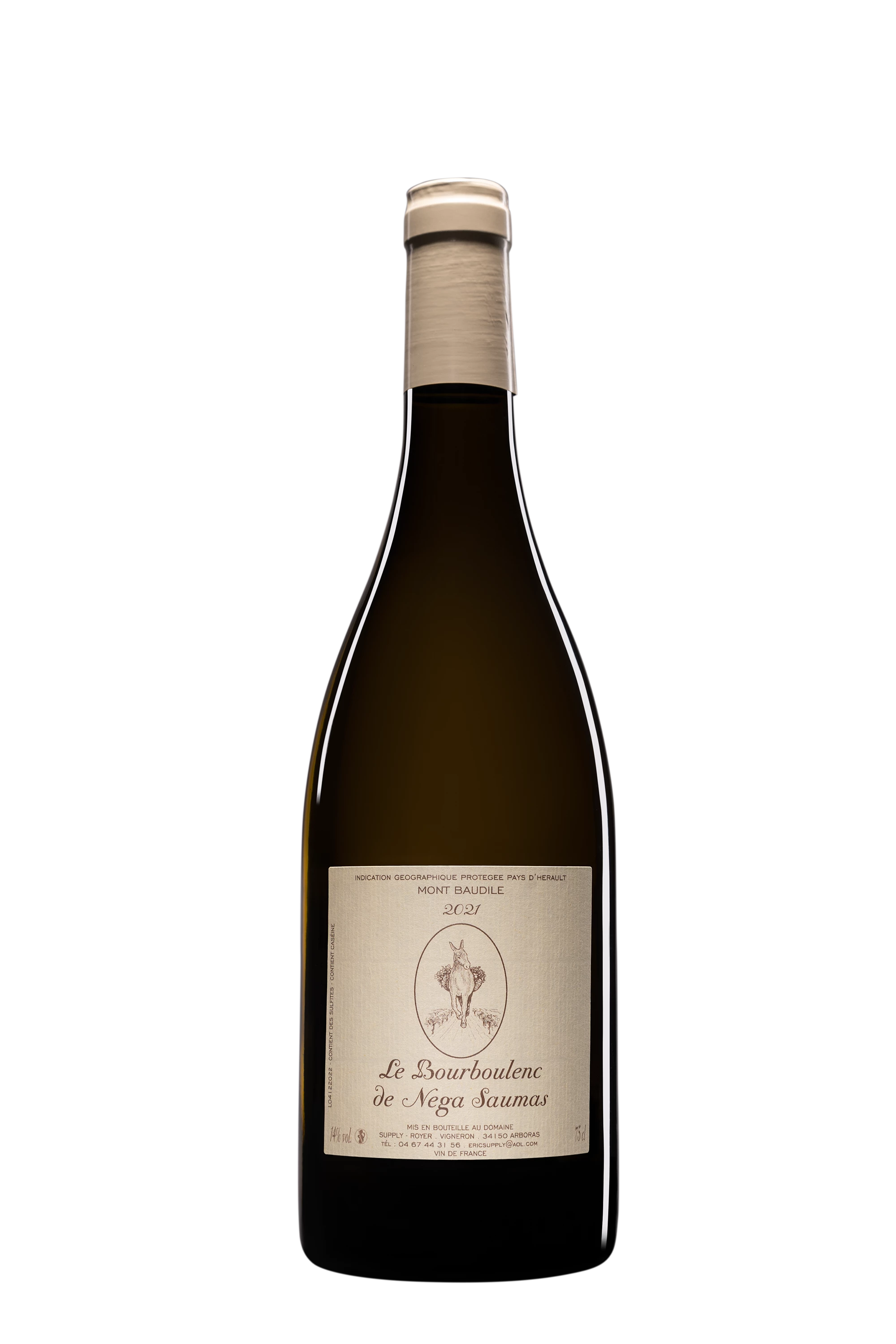 Domaine Supply-Royer - Vin de Pays d'Hérault Mont Baudile "Bourboulenc de Nega Saumas" Blanc 2021 14°, 75cl