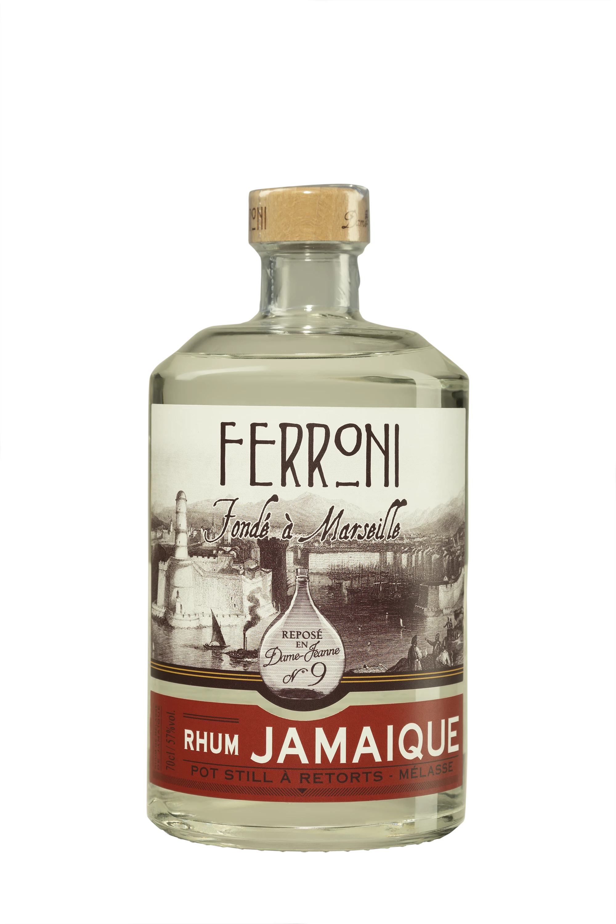 Ferroni - Molasses Jamaican Rhum "La Dame de Jeanne 9 - Jamaïque" Blanc 57°, 70cl