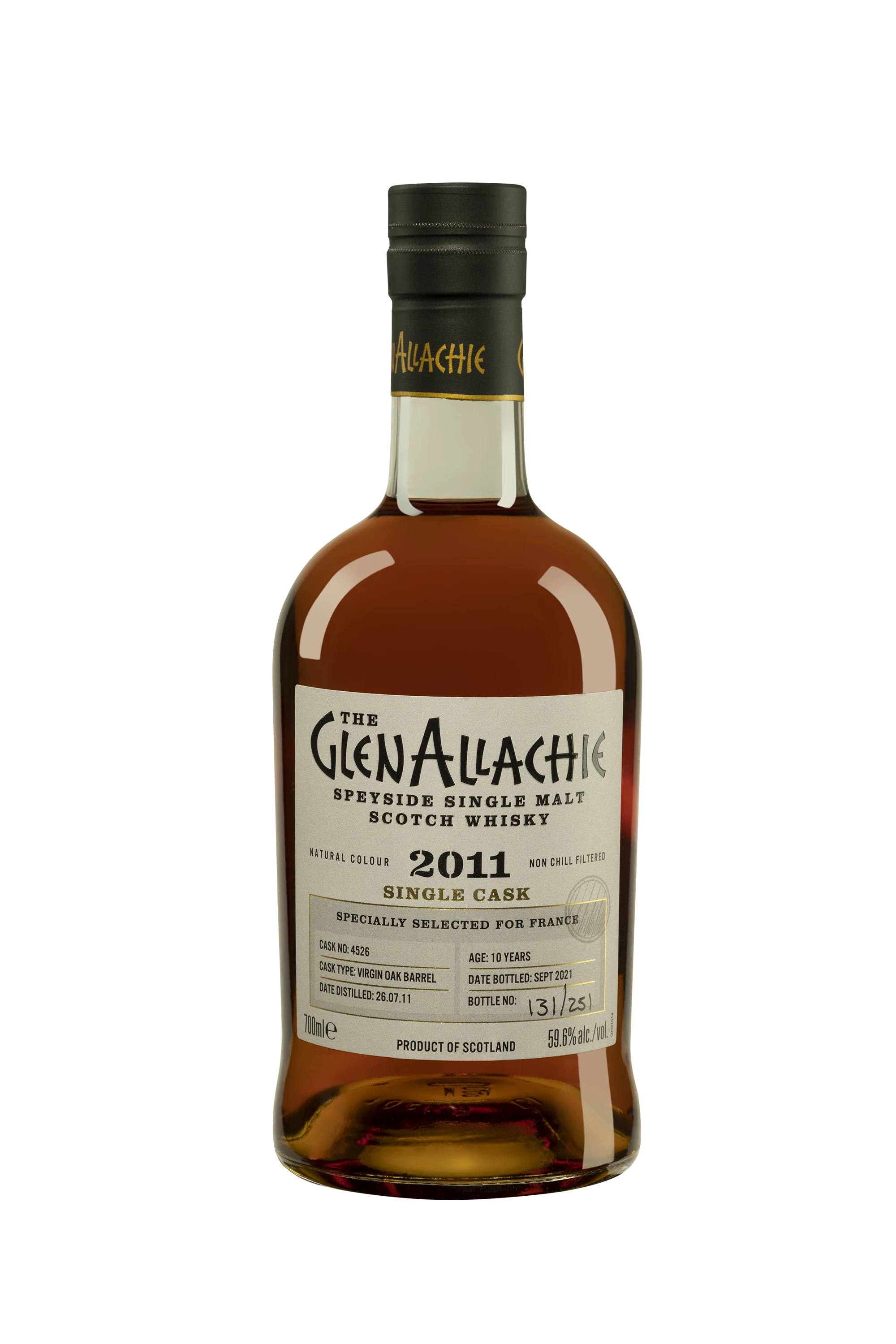 Glenallachie - Single Malt Scotch Whisky "10 Ans - Virgin Oak Single Cask #4526  - Specially Selected for France" 2011 59.6° Giftbox, 70cl