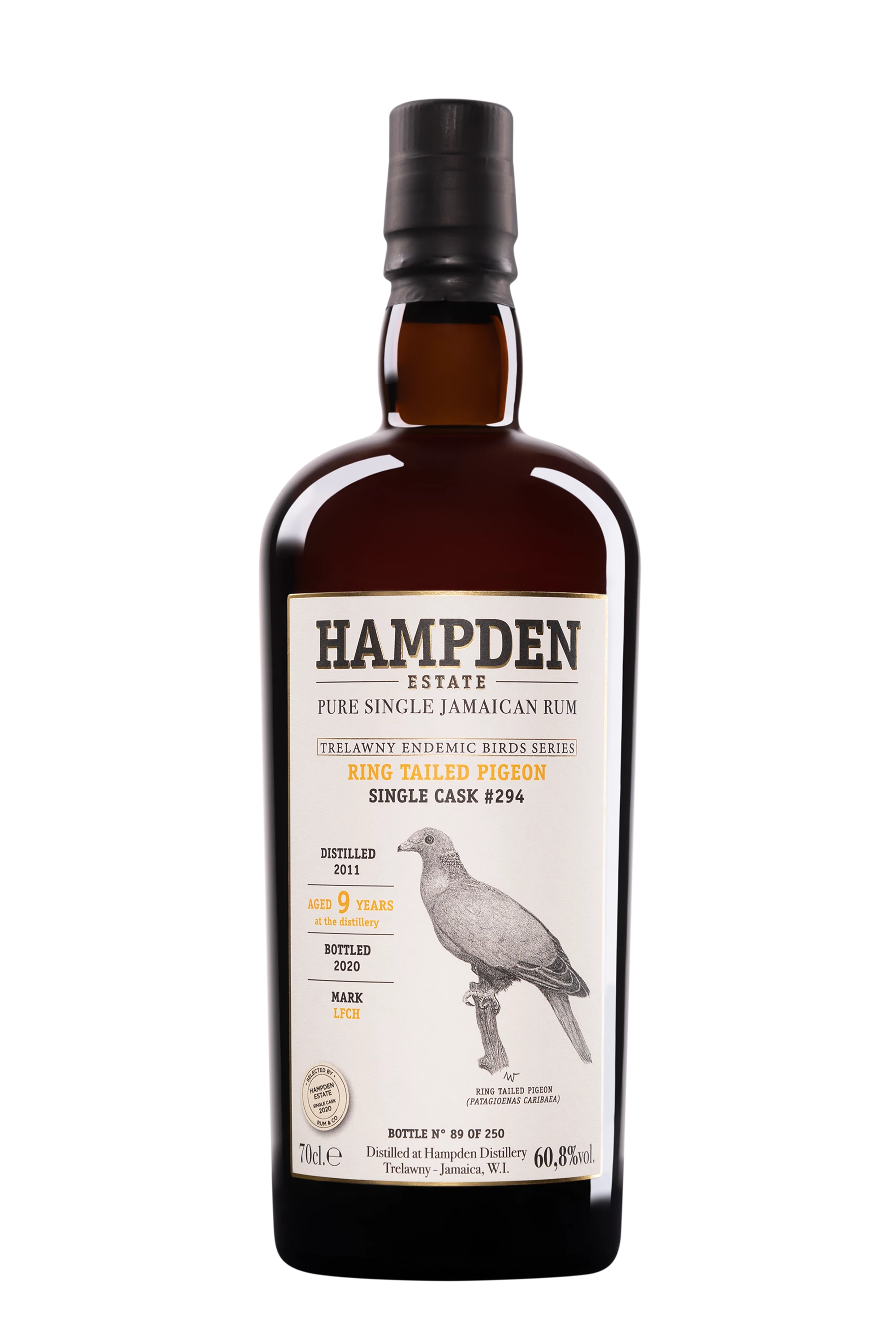 Hampden - Molasses Jamaican Rhum "9 Ans LFCH Ring Tailed Pigeon - Single Cask #294 - Trewlany Endemic Birds Series" Brun 2011 60.8° Giftbox, 70cl