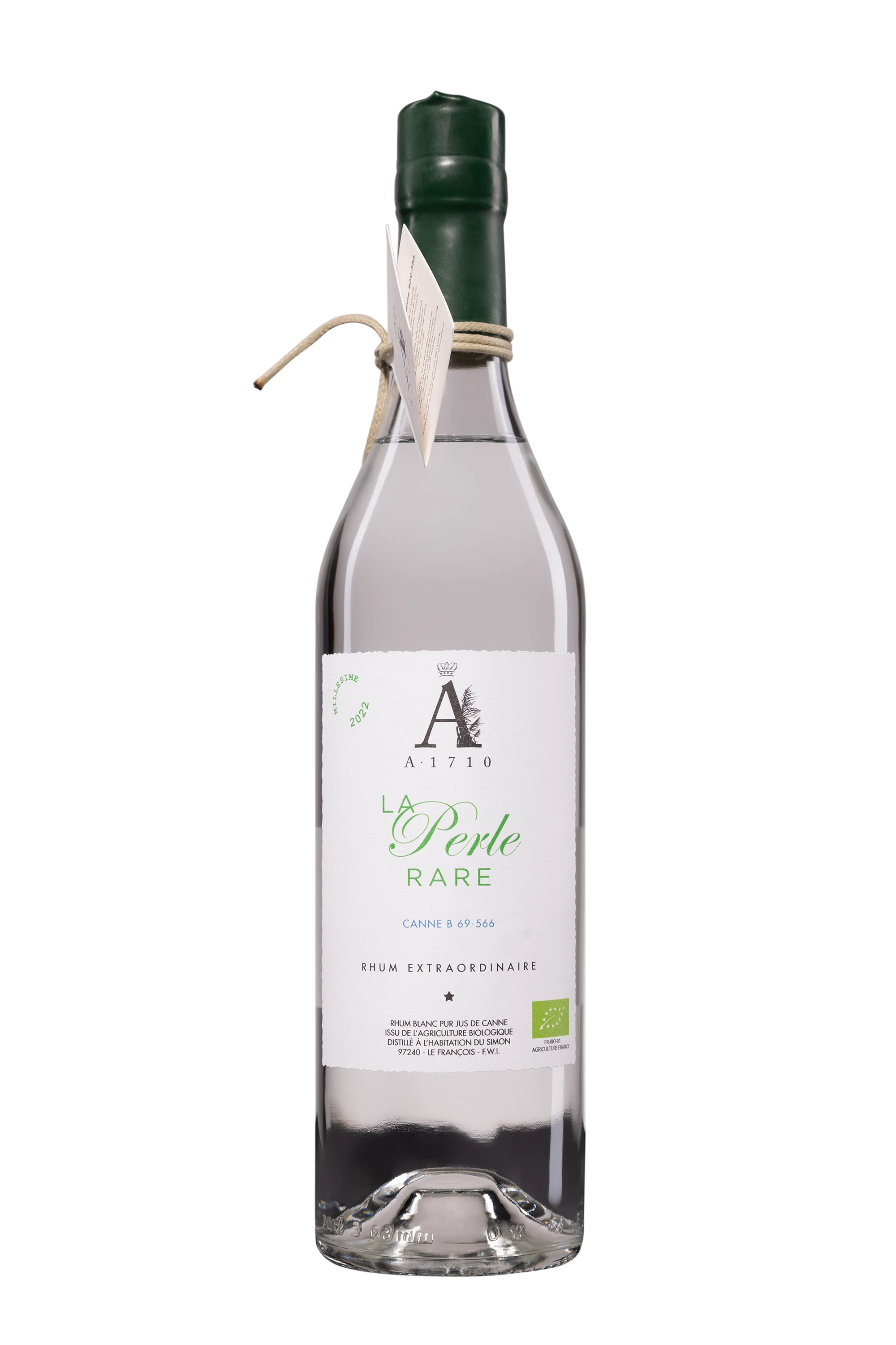 A1710 - Rhum Agricole de Martinique "La Perle Rare Canne Bleu - Bio" Blanc 2022 52.9°, 70cl