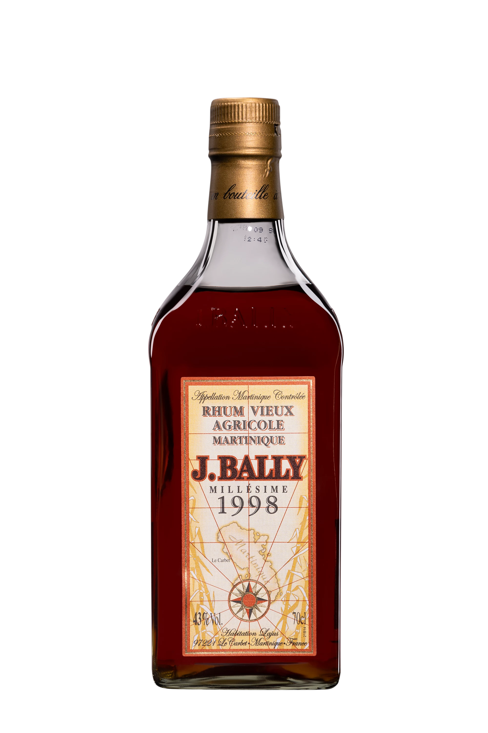 J. Bally - Rhum Vieux Agricole de Martinique "Millésime" Brun 1998 43° Giftbox, 70cl