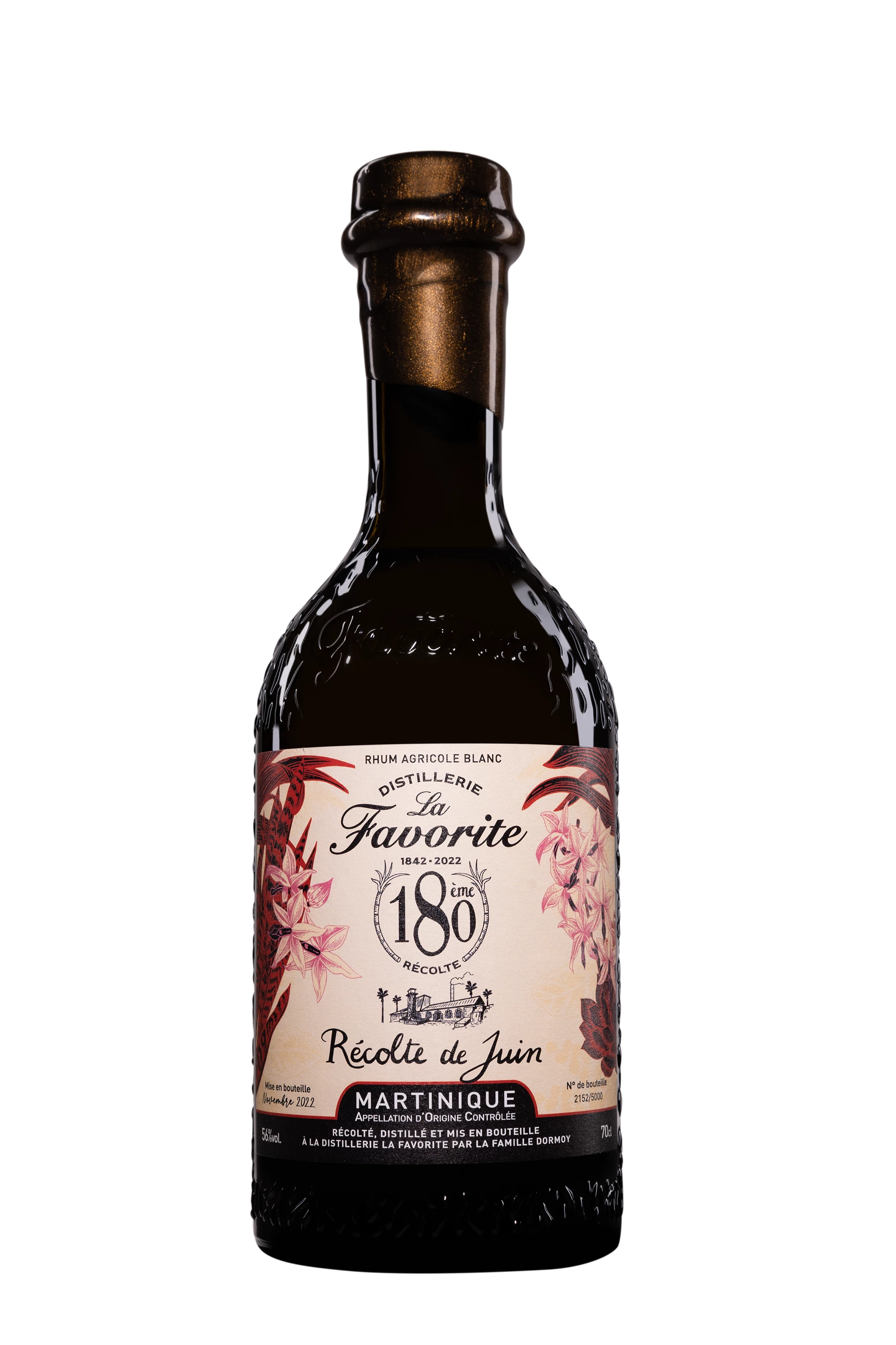 Habitation La Favorite - Rhum Agricole de Martinique "180ème Récolte - Juin 2022" Blanc 56°, 70cl