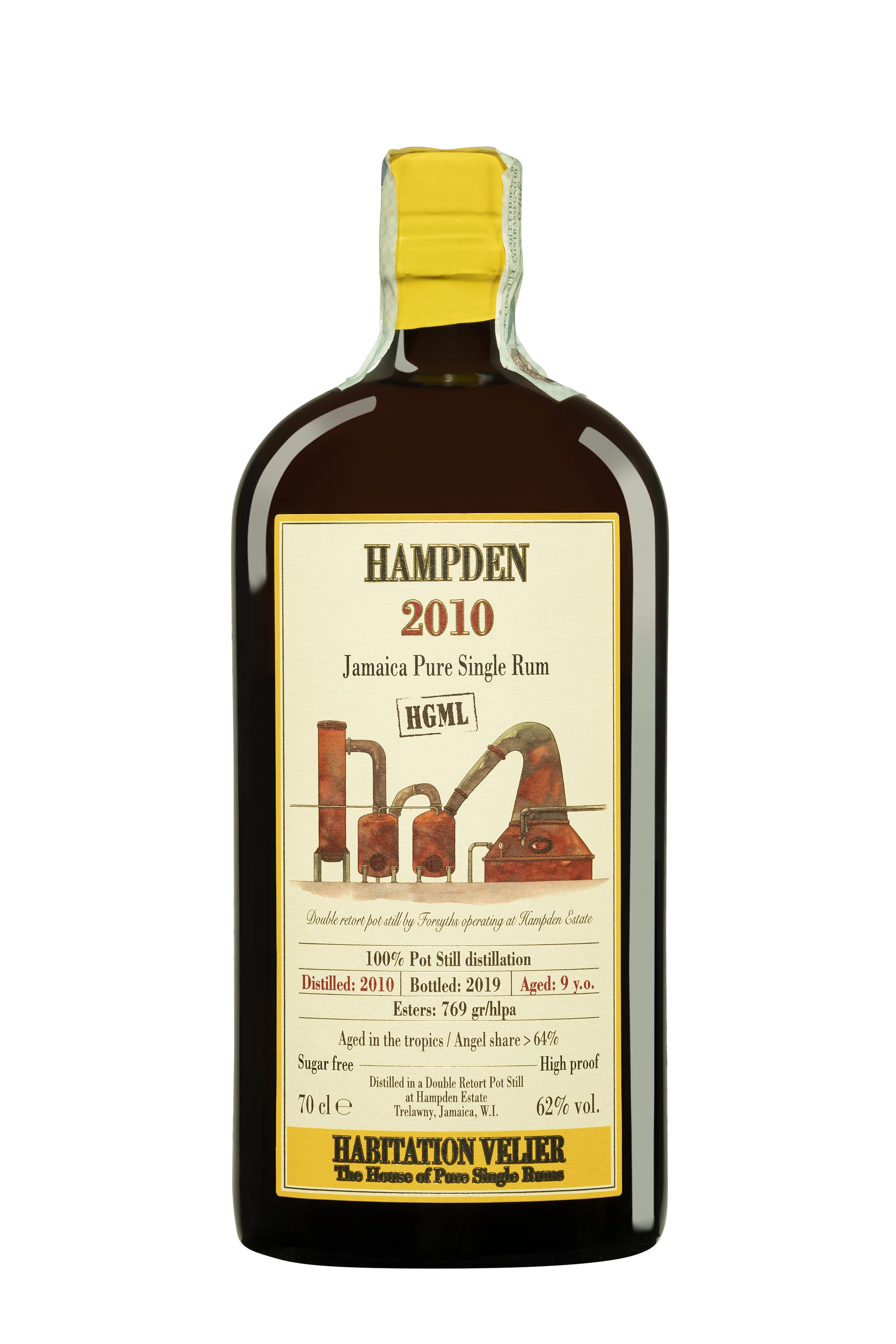 Habitation Vélier- Molasses Jamaican Rhum "9 Ans Hampden - HGML" Brun 2010 62° Giftbox, 70cl