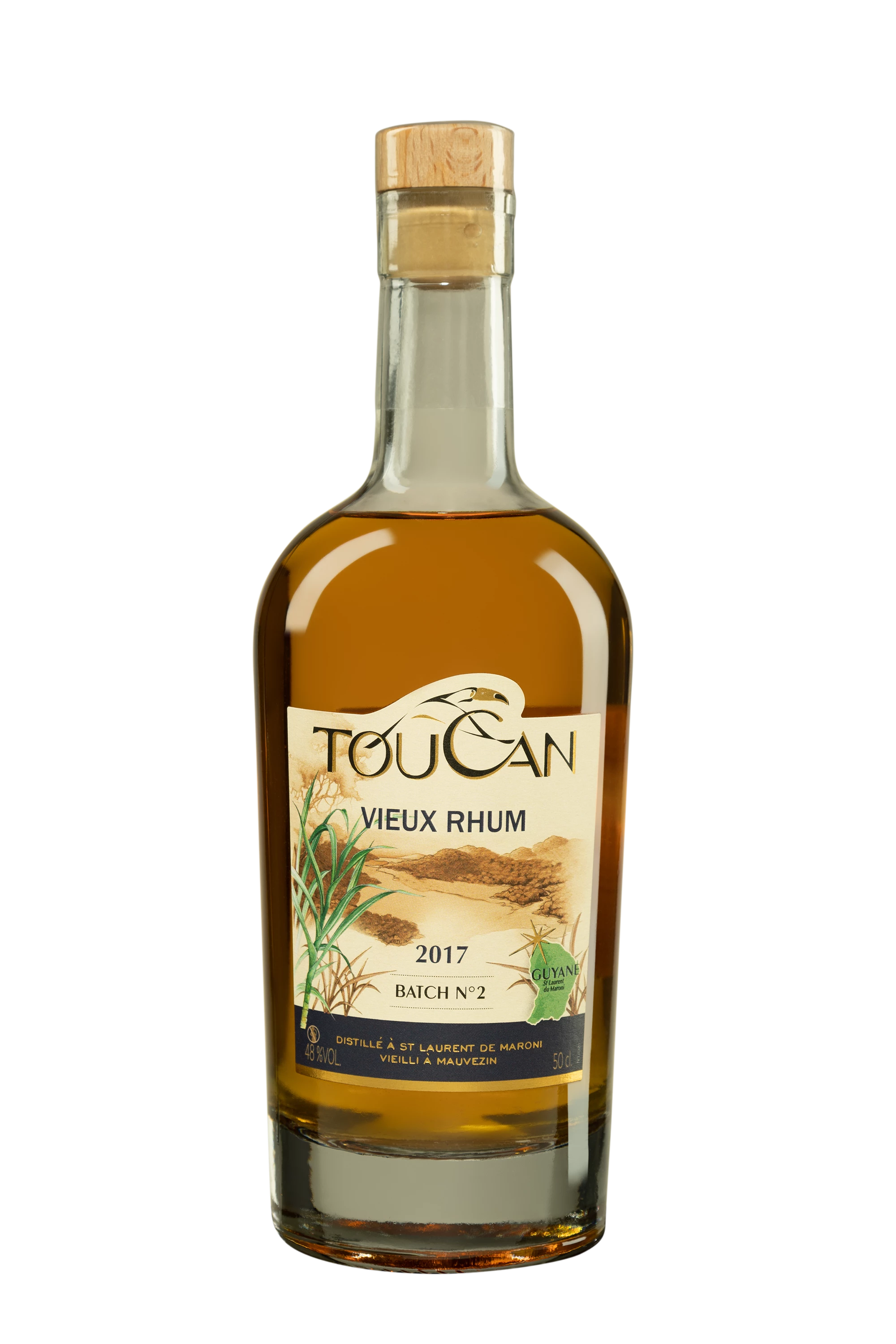 Toucan - Rhum Vieux Agricole de Guayne Française "3 Ans - Brut de Fût Batch N°2" Brun 2017 48°, 50cl