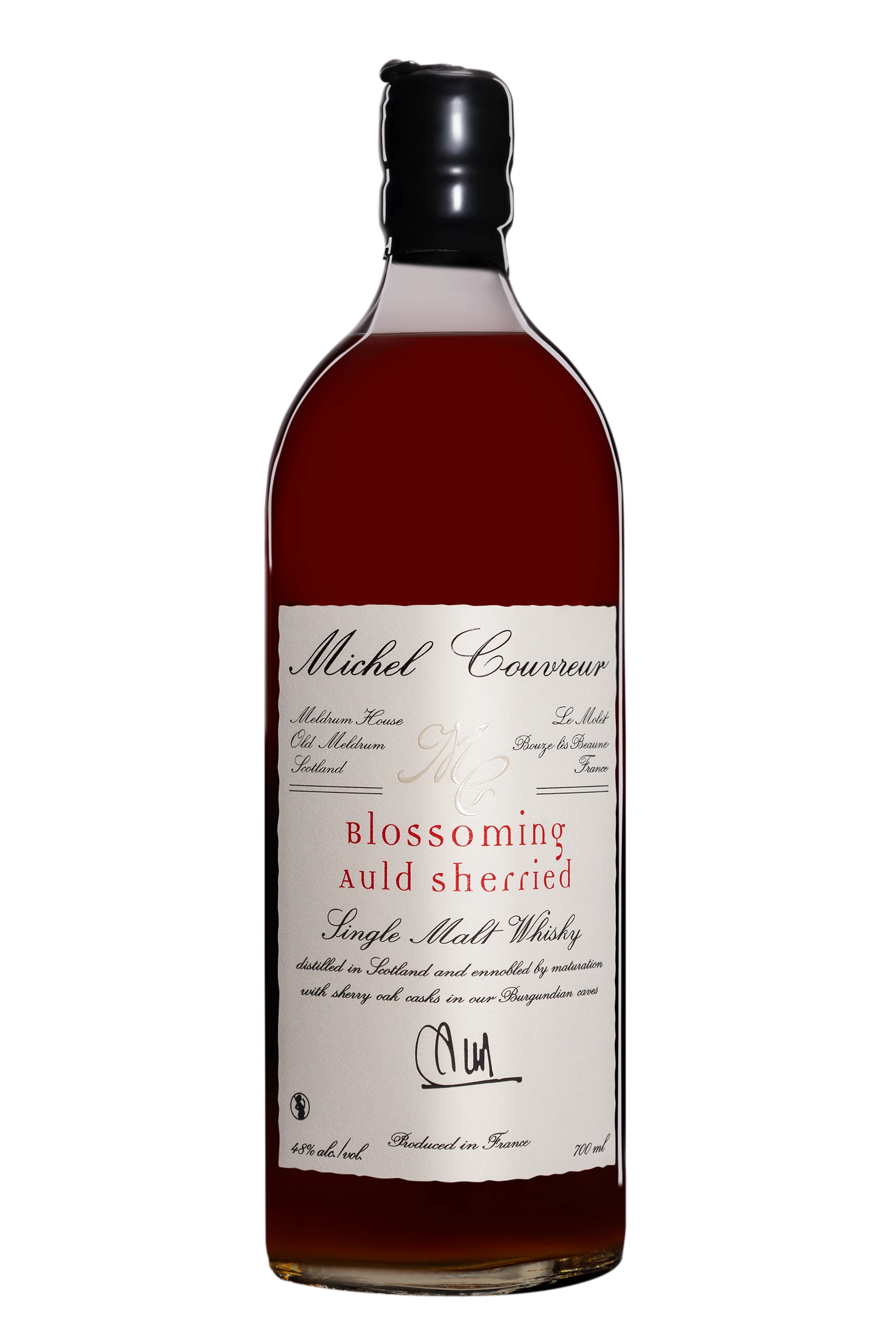 Michel Couvreur - Single Malt French Whisky "Blossoming Auld Sherried" Brun NV 48° Wooden case, 70cl
