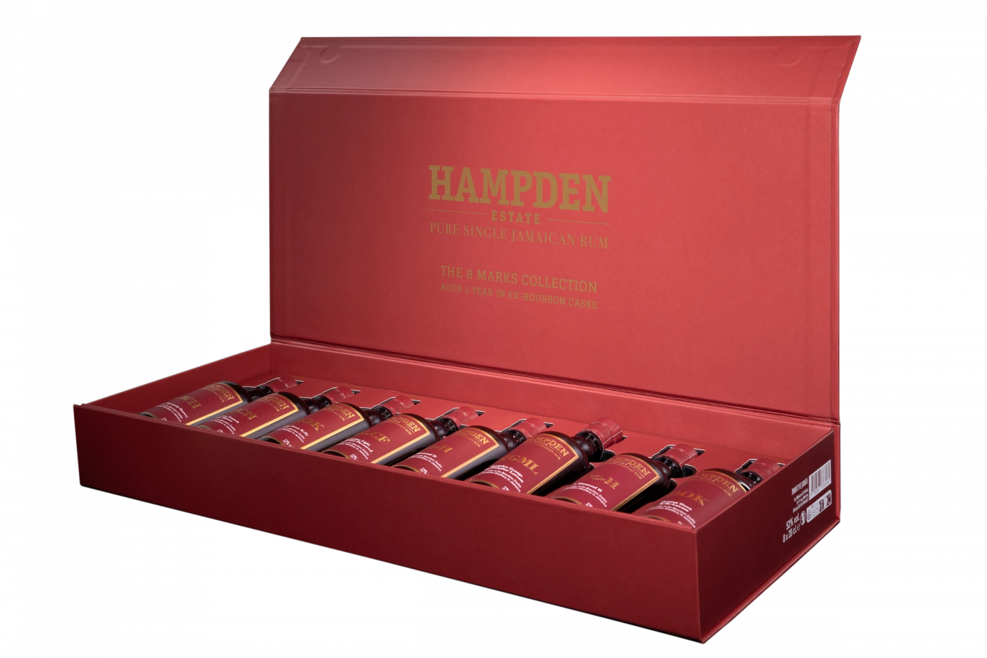 Hampden - Molasses Jamaican Rhum "1 An - 8 Marks Collection 8 x 20cl" Brun 52° Giftbox, 120cl