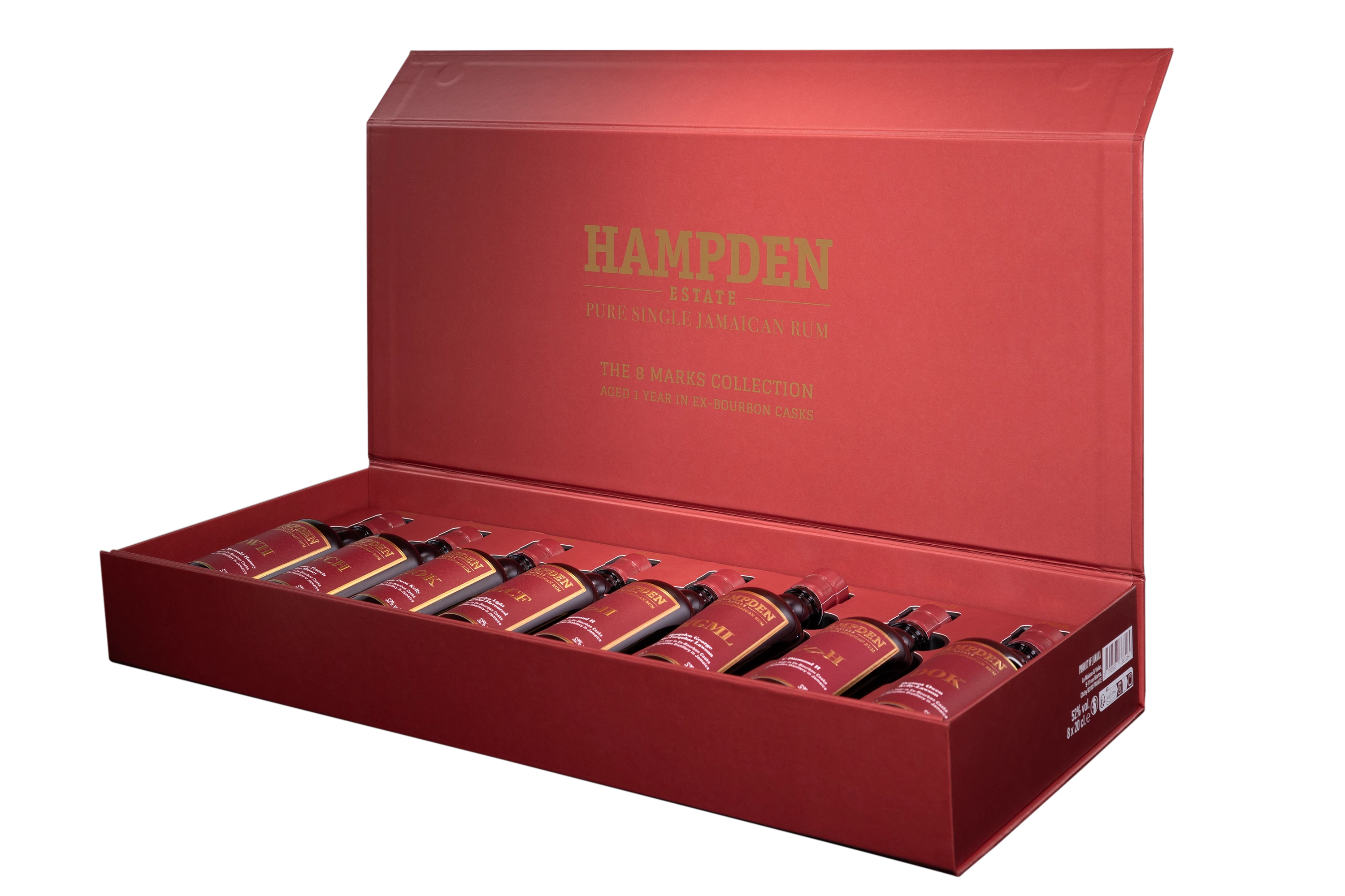 Hampden - Molasses Jamaican Rhum "1 An - 8 Marks Collection 8 x 20cl" Brun 52° Giftbox, 120cl