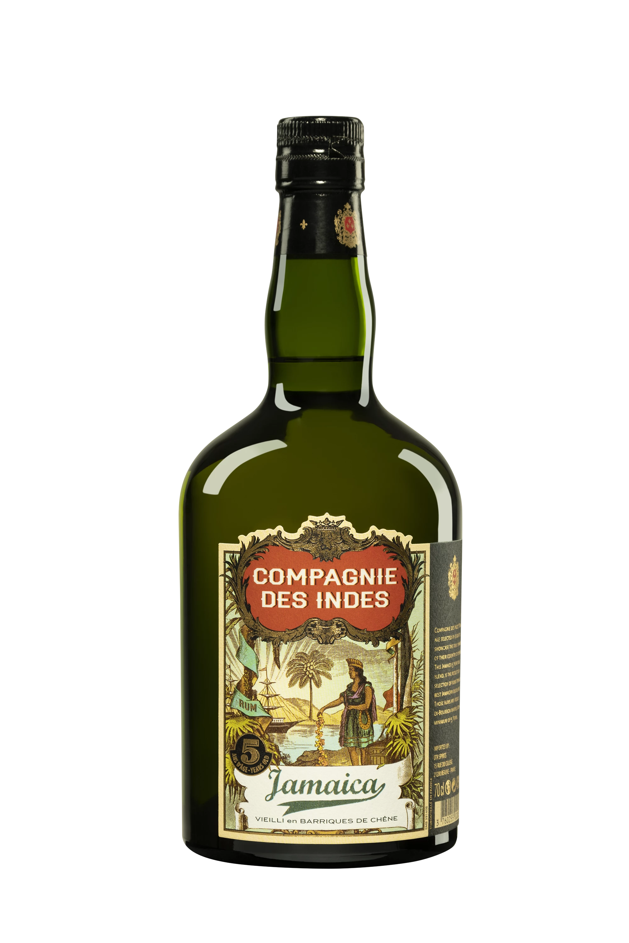 Compagnie des Indes - Molasses Jamaican Rhum "5 Ans Jamaica" Brun 43° Giftbox, 70cl