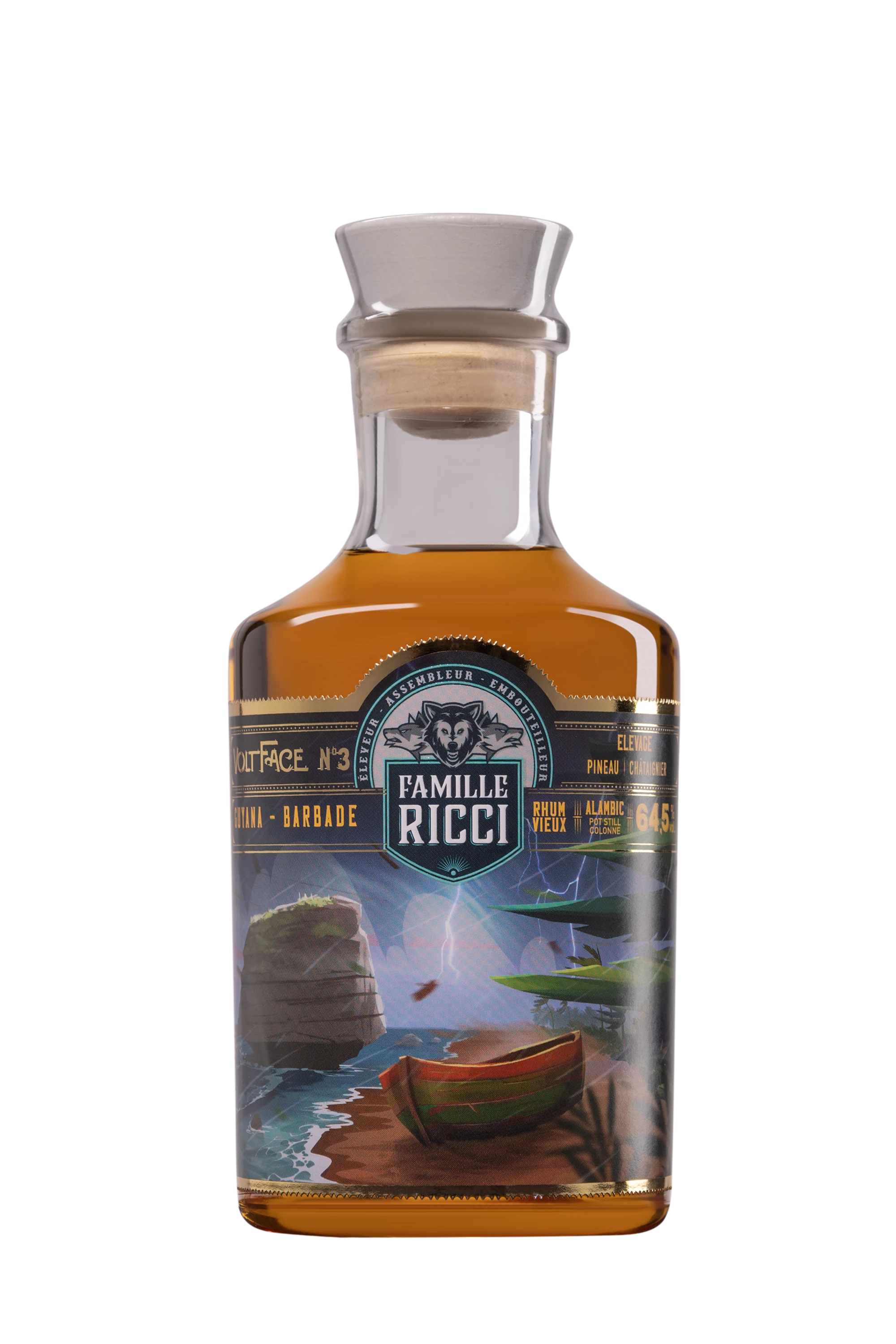 Famille Ricci - Molasses Rhum "Voltface N°3" Brun 64.5° Giftbox, 50cl