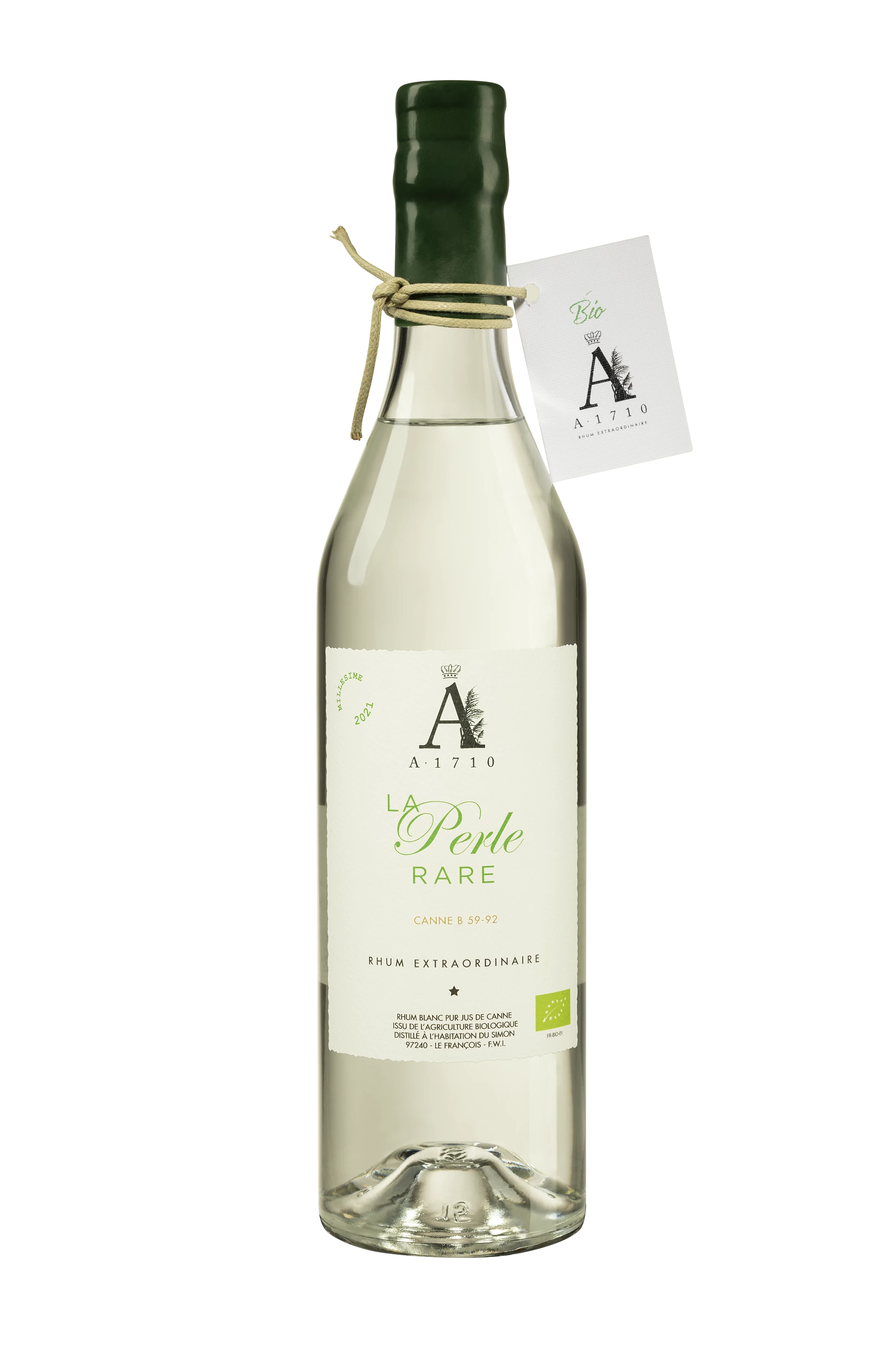 A1710 - Rhum Agricole de Martinique "La Perle Rare Canne Roseau - Bio" Blanc 2021 54.1°, 70cl