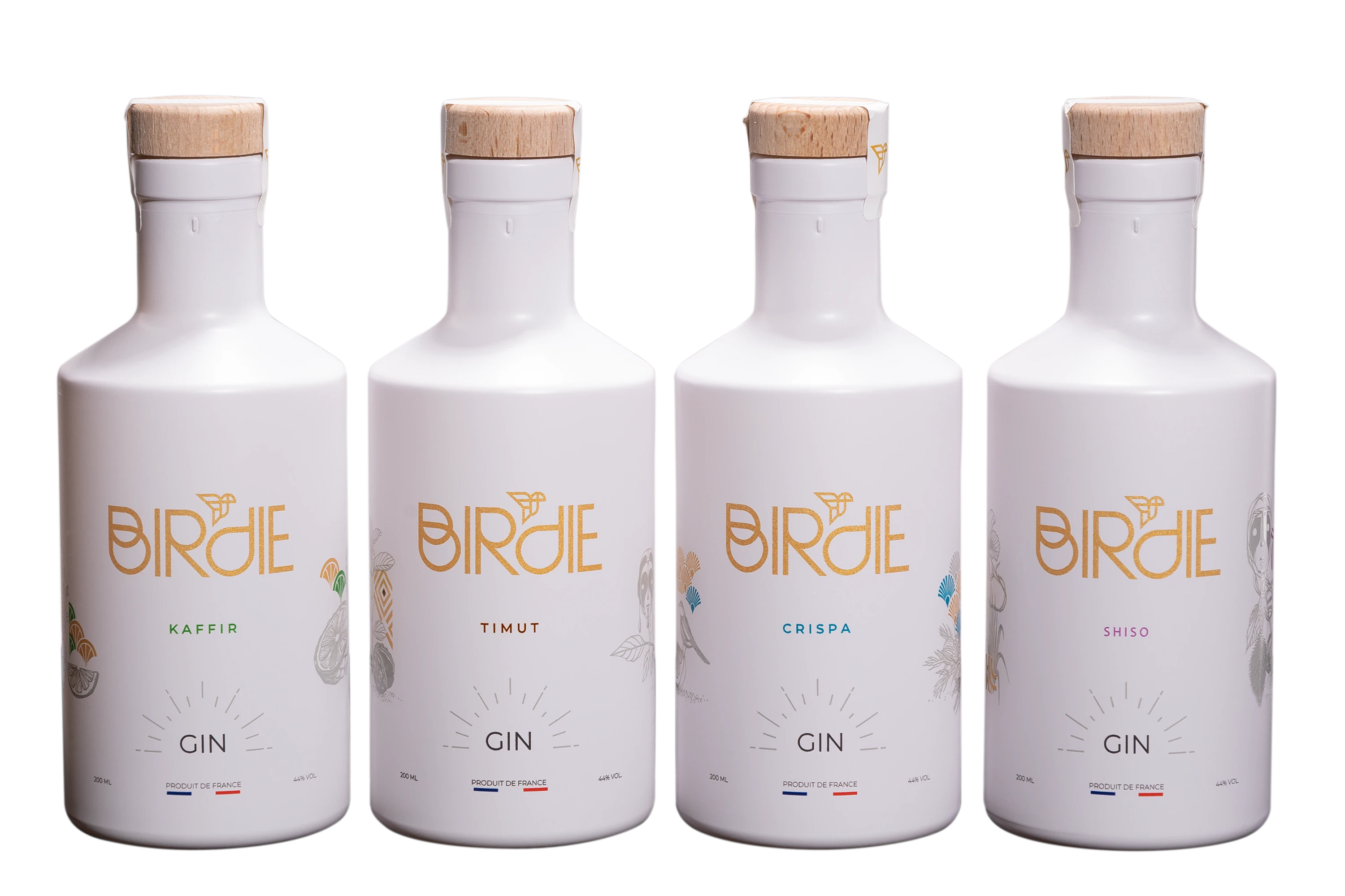 Birdie - Gin "Coffret 4 x 20cl : Kaffir - Timut - Crispa - Shiso" Blanc NV 44° Giftbox, 80cl