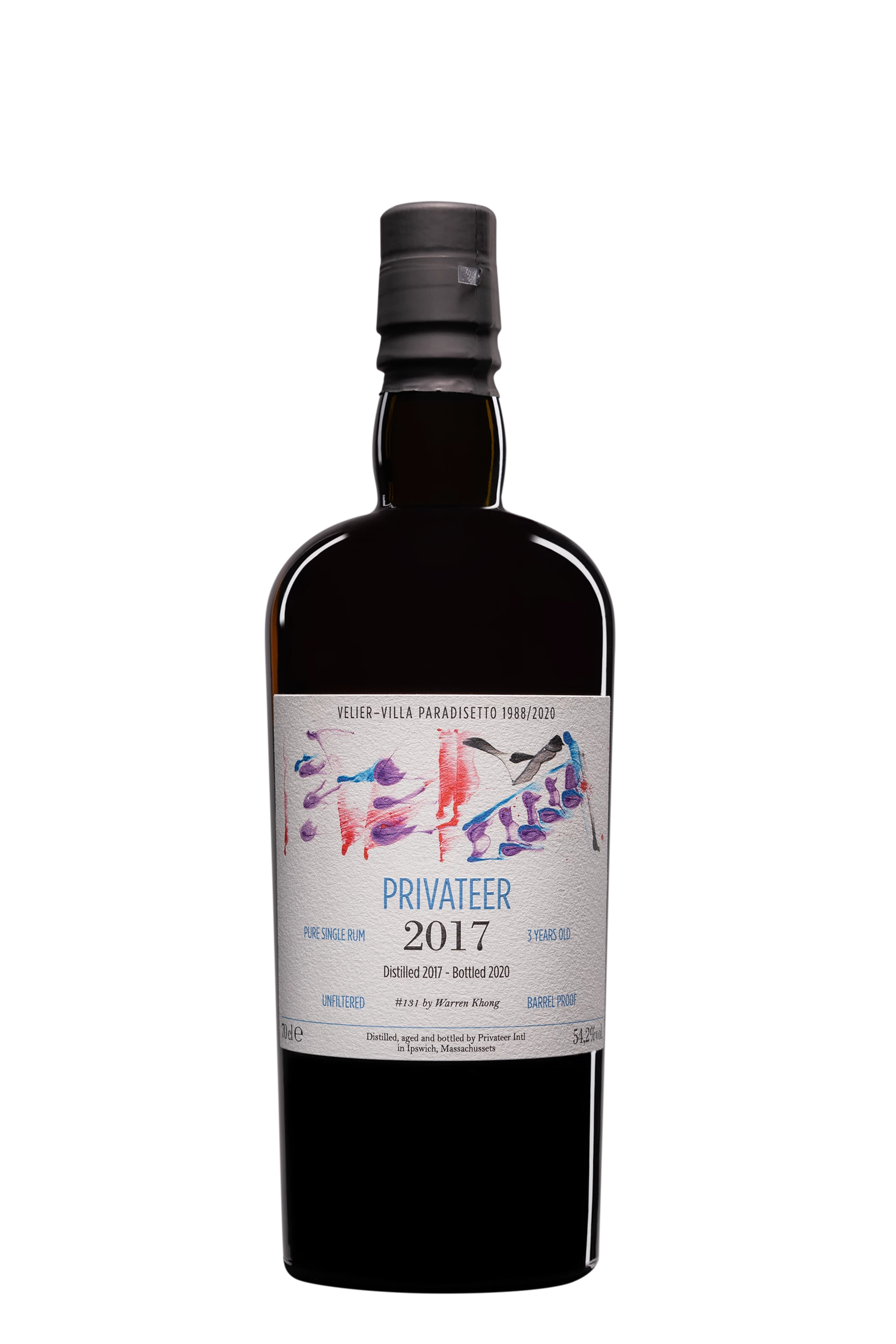 Vélier - Molasses American Rhum "3 Ans Privateer - Villa Paradisetto 1988/2020" Brun 2017 54.2° Giftbox, 70cl