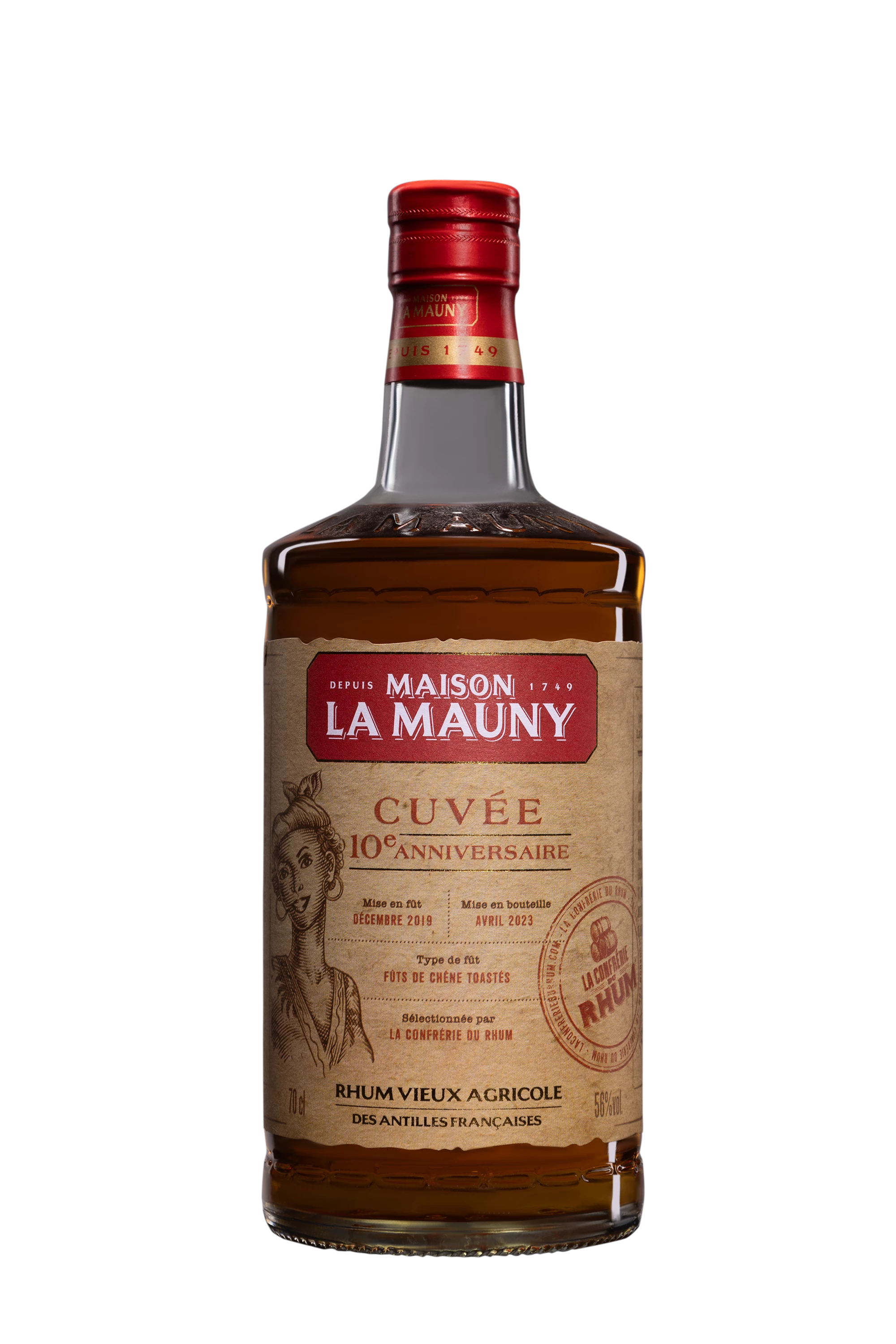 La Mauny - Rhum Agricole de Martinique "Cuvée 10ème Anniversaire - La Confrérie du Rhum" Brun 56°, 70cl