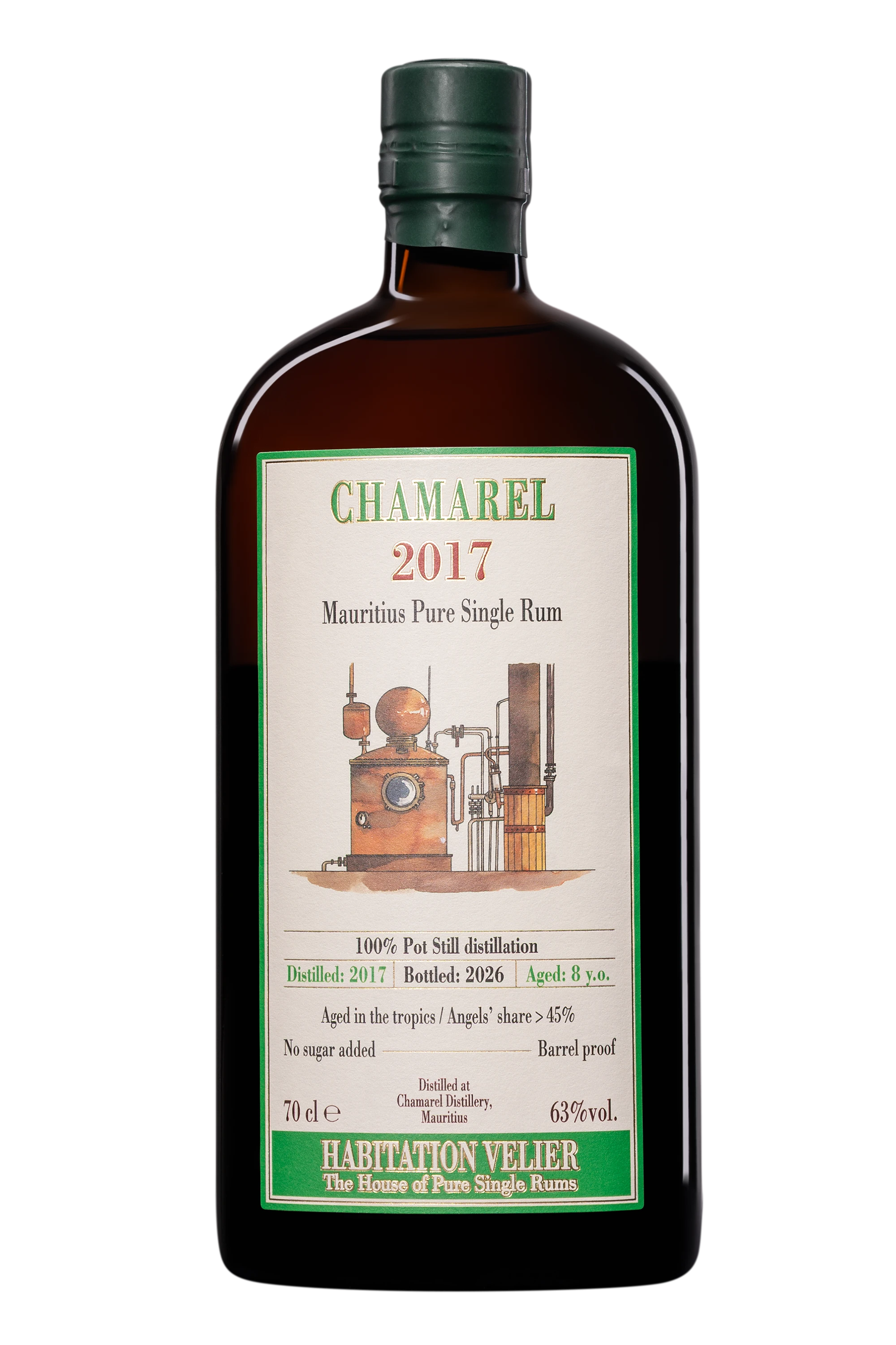 Vélier - Pur Cane Juice Mauritius Rhum "Chamarel" Brun 2017 63° Giftbox, 70cl