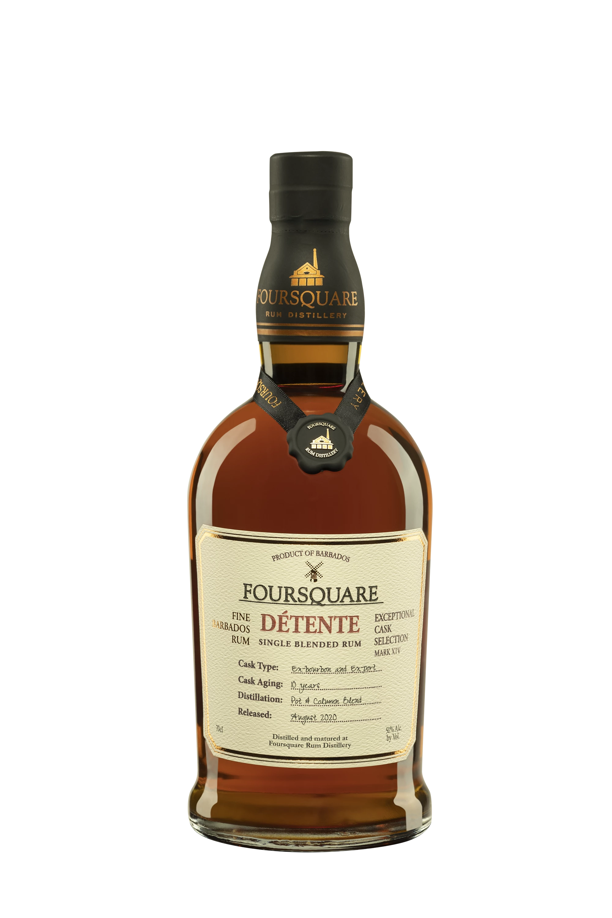 Foursquare - Molasses Barbados Rhum "10 Ans Détente" Brun 51°, 70cl