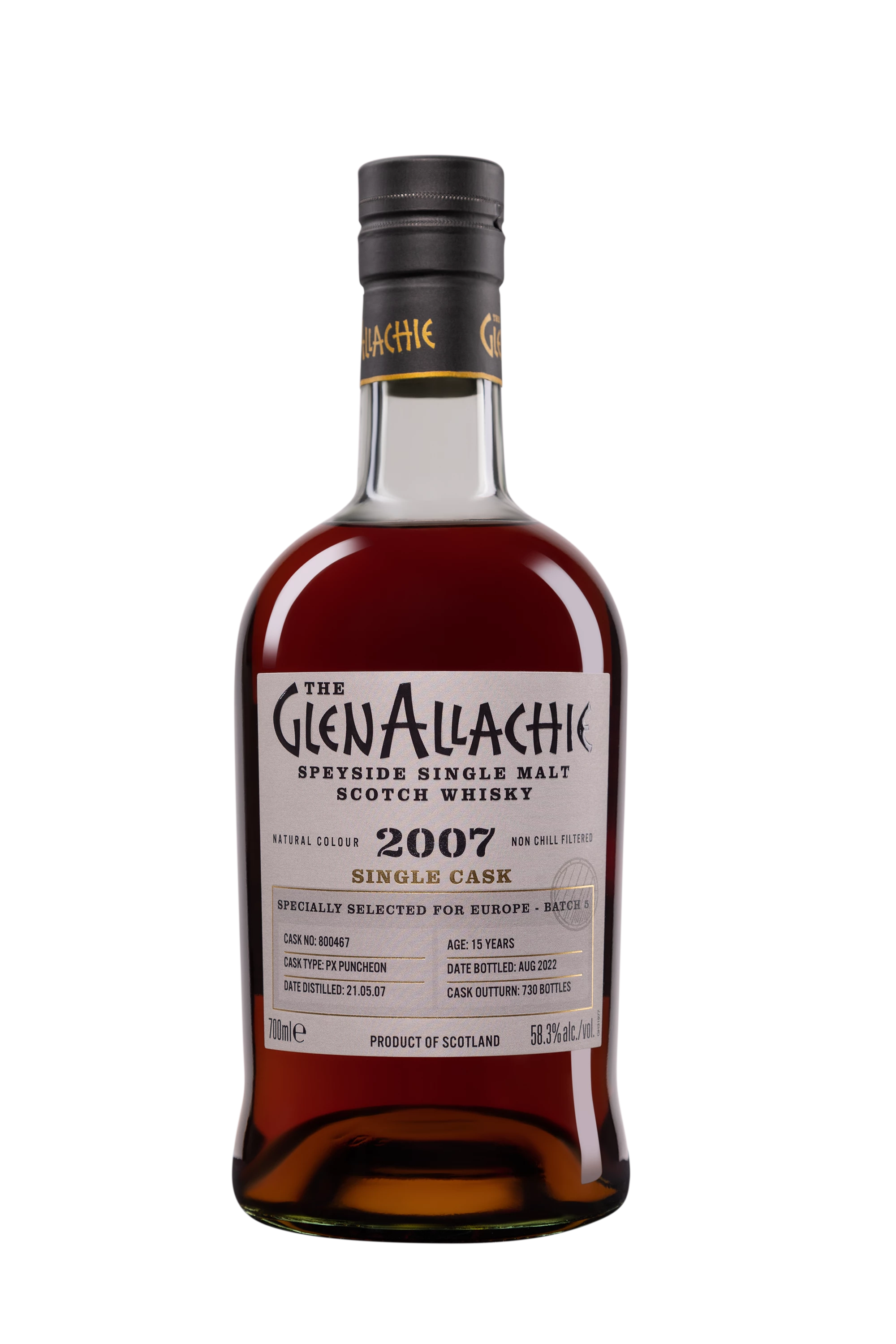 Glenallachie - Single Malt Scotch Whisky "15 ans - Puncheon Single Cask #800467" 2007 58.3° Giftbox, 70cl