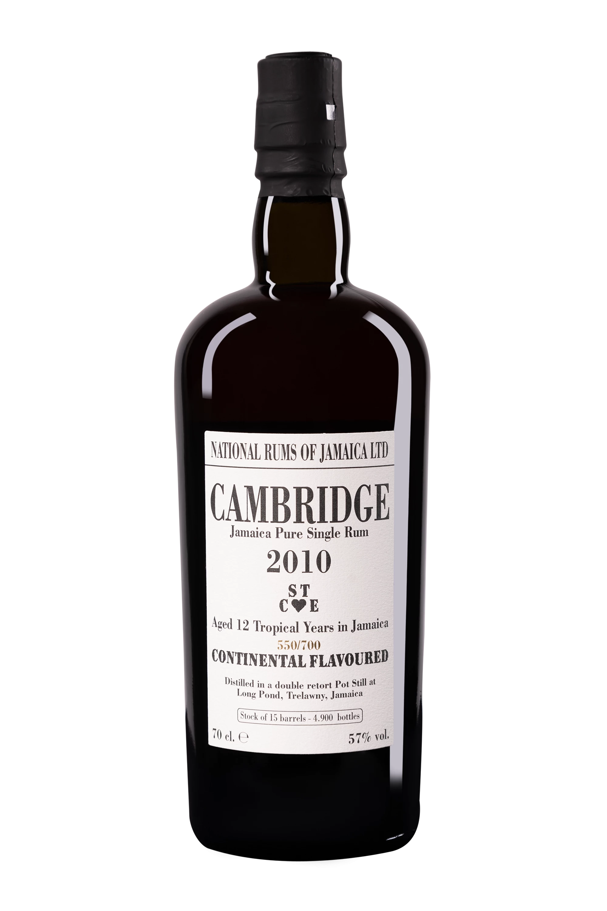 National Rums of Jamaica - Molasses Jamaican Rhum "12 Ans Long Pond - Cambridge STCE" Brun 2010 57° Giftbox, 70cl