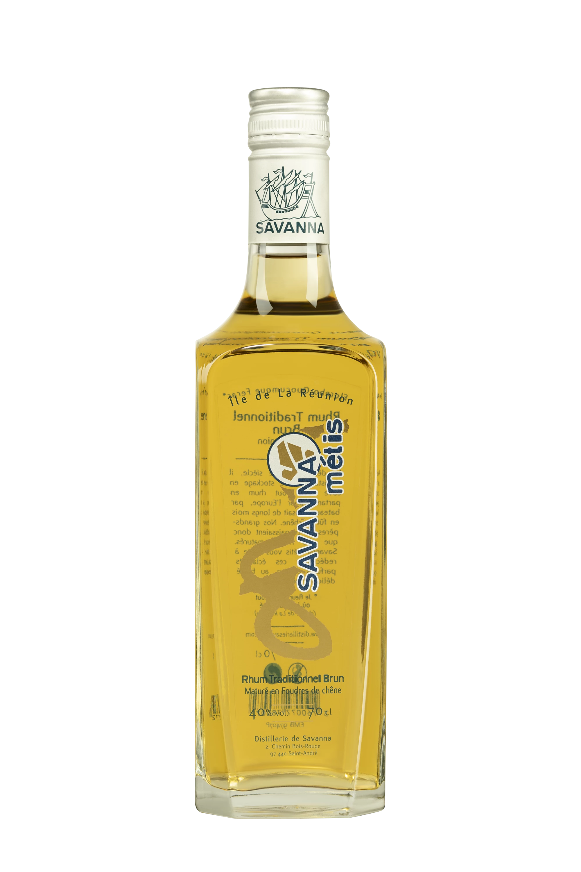 Savanna - Rhum de Mélasse de la Réunion "Métis" Brun 40°, 70cl
