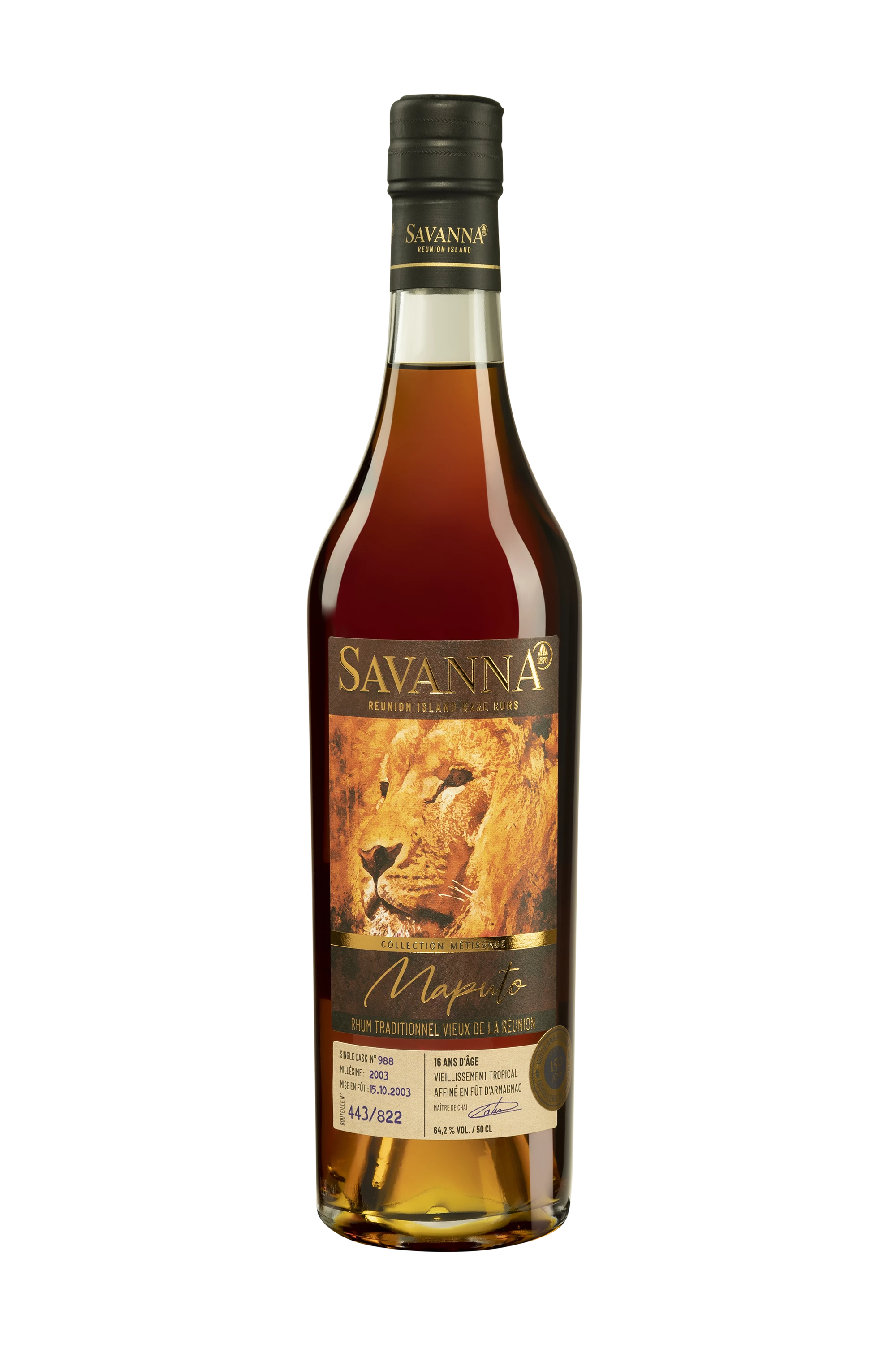 Savanna - Rhum Vieux de Mélasse de la Réunion "16 Ans Single Cask #988 - Maputo" Brun 2003 64.2° Giftbox, 50cl