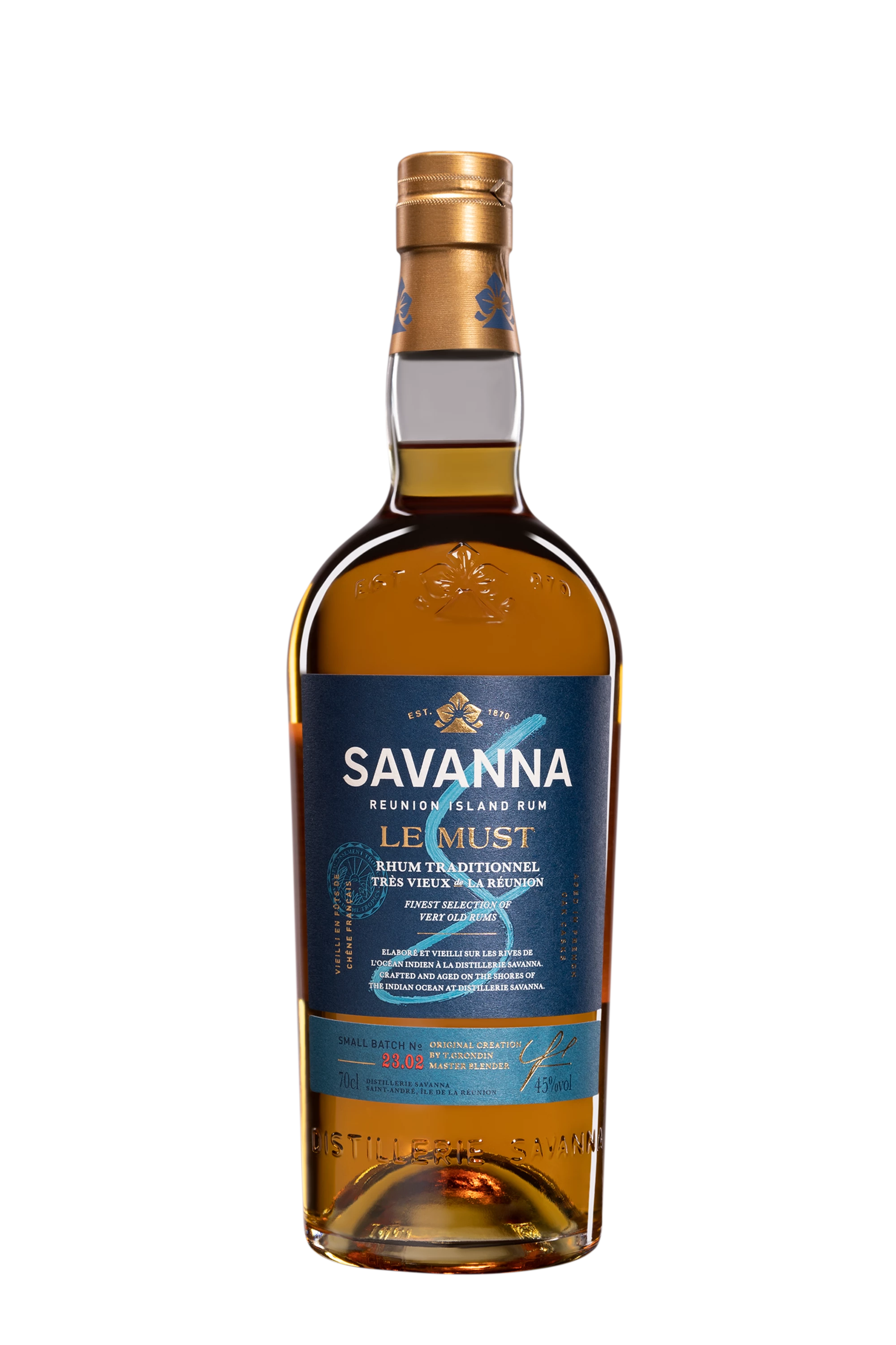 Savanna - Rhum Vieux de Mélasse de la Réunion "Le Must - Small Batch 23.02" Brun 45° Giftbox, 70cl